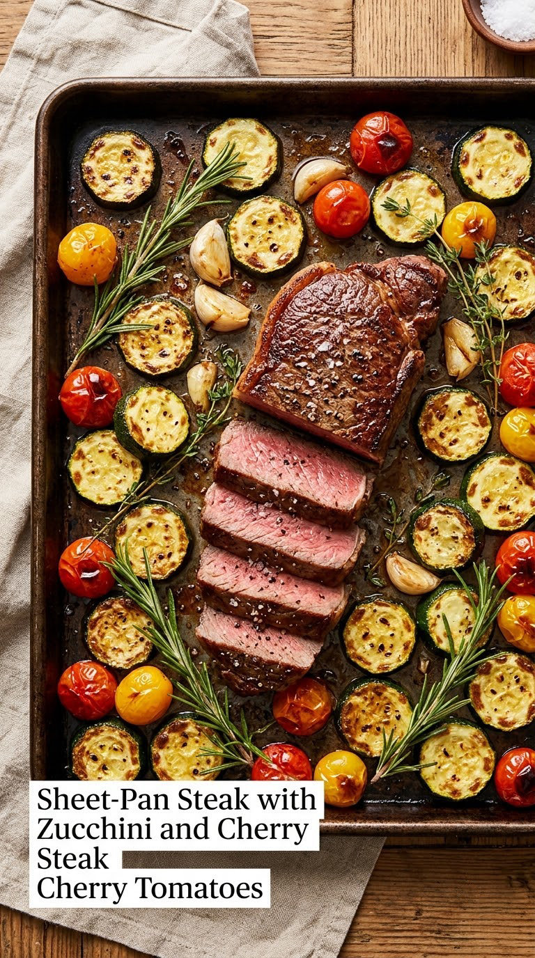 Sheet-Pan Steak with Zucchini and Cherry Tomatoes