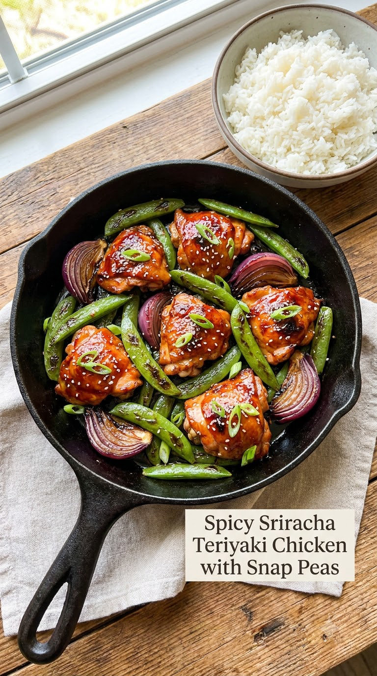 Spicy Sriracha Teriyaki Chicken with Snap Peas