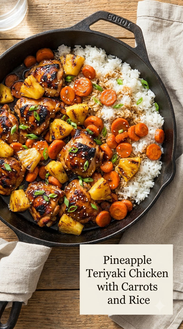 Pineapple Teriyaki Chicken with Carrots and Rice