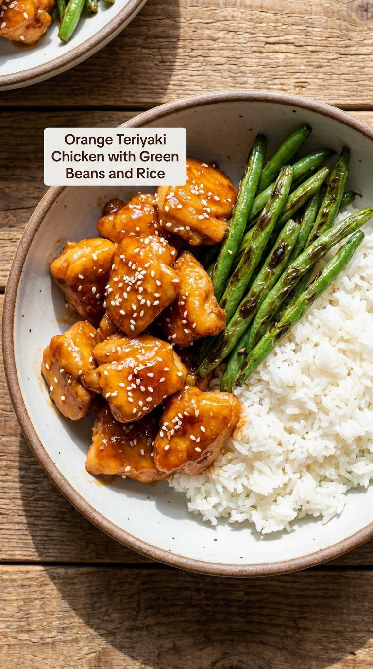 Orange Teriyaki Chicken with Green Beans and Rice