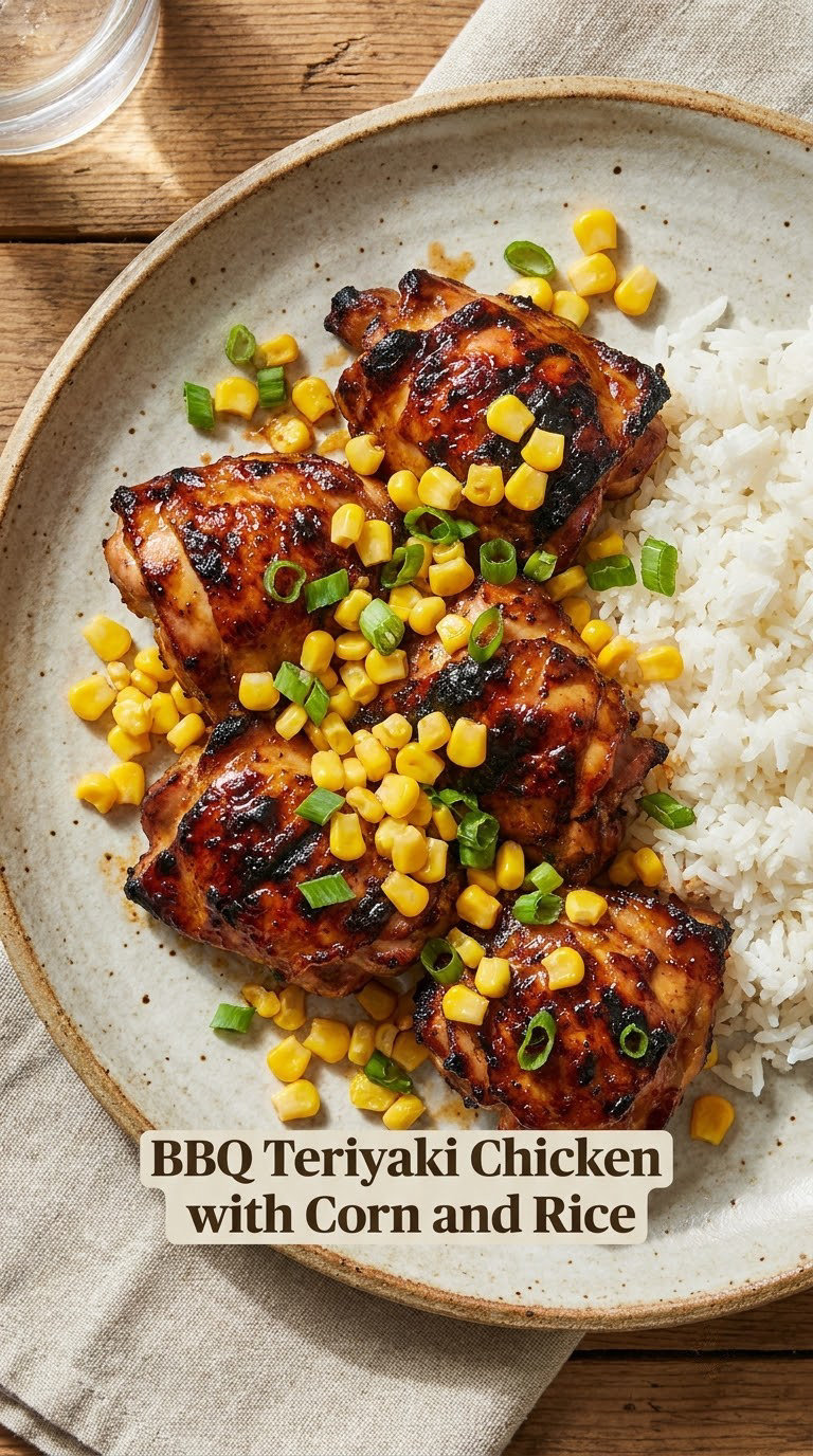 BBQ Teriyaki Chicken with Corn and Rice