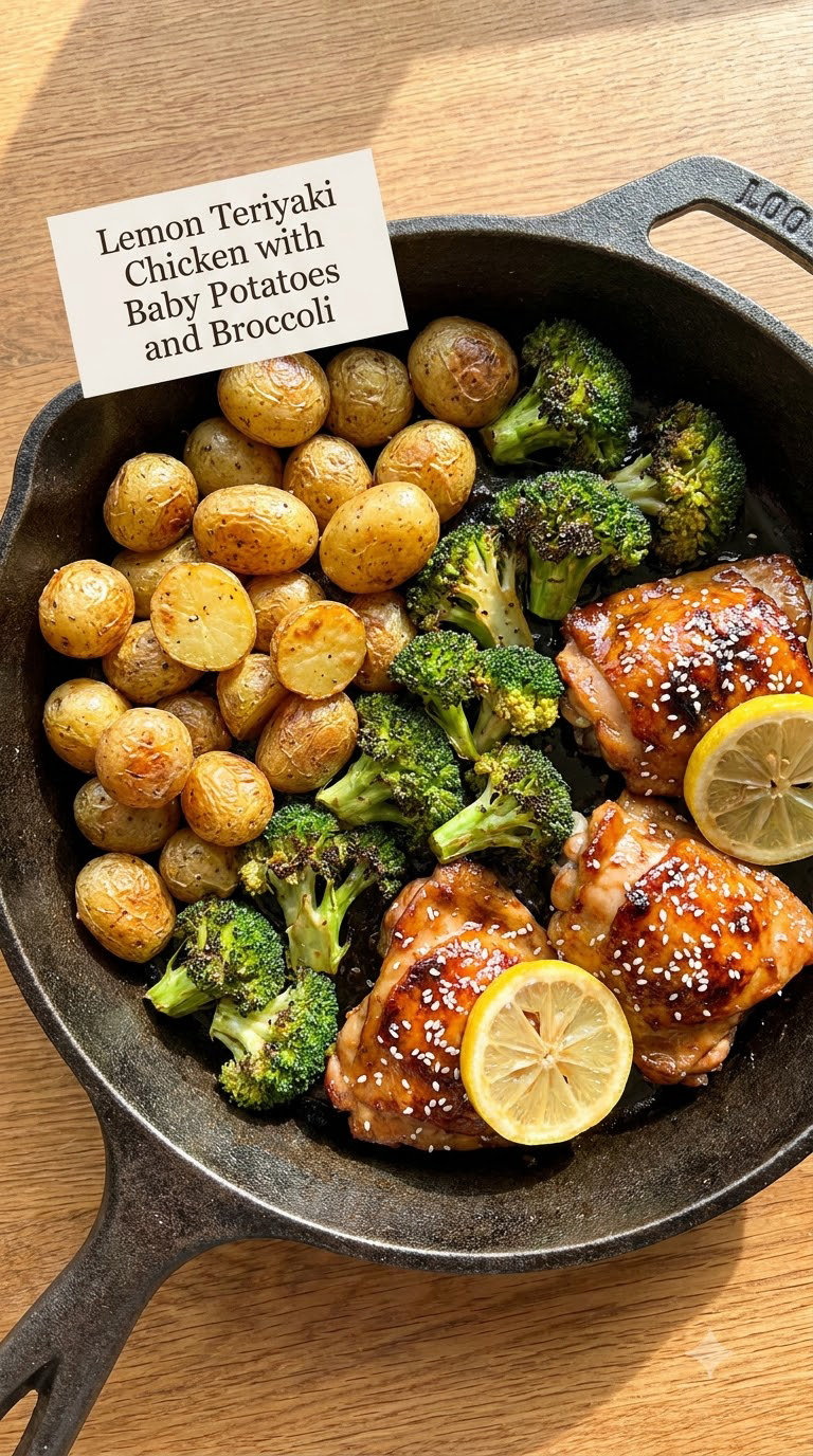Lemon Teriyaki Chicken with Baby Potatoes and Broccoli