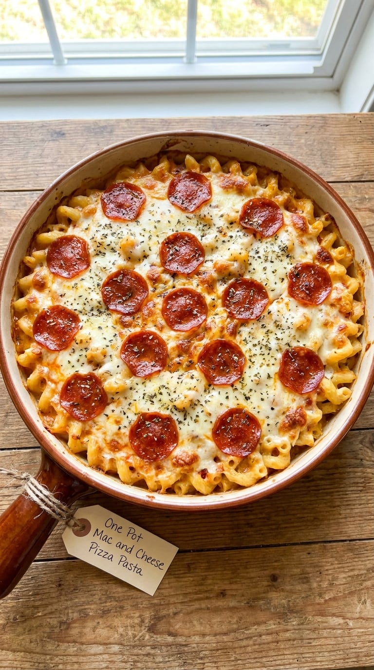 One Pot Mac and Cheese Pizza Pasta