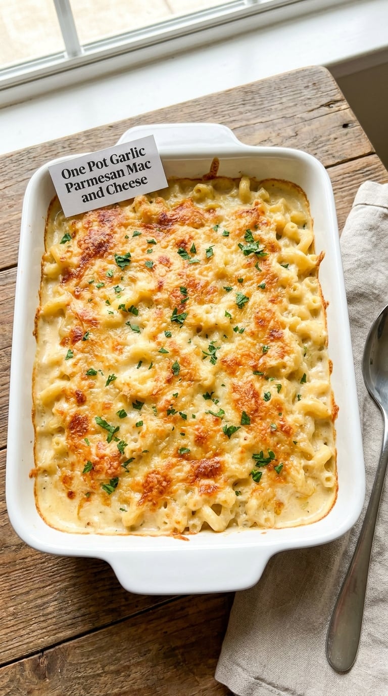 One Pot Garlic Parmesan Mac and Cheese