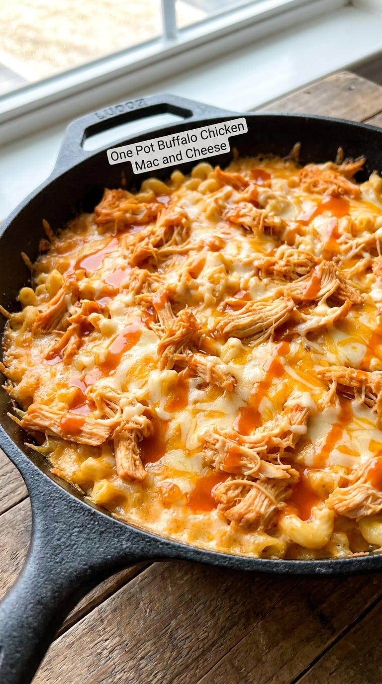 One Pot Buffalo Chicken Mac and Cheese