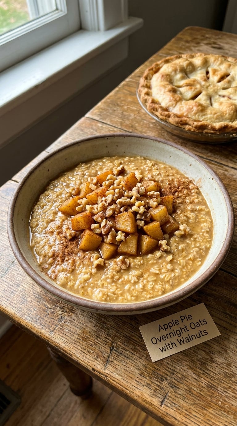 Apple Pie Overnight Oats with Walnuts