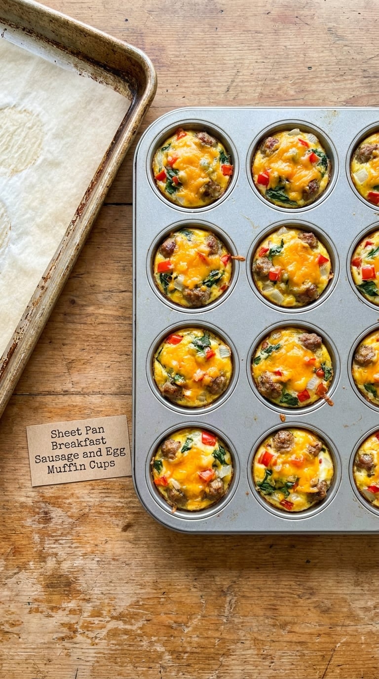 Sheet Pan Breakfast Sausage and Egg Muffin Cups