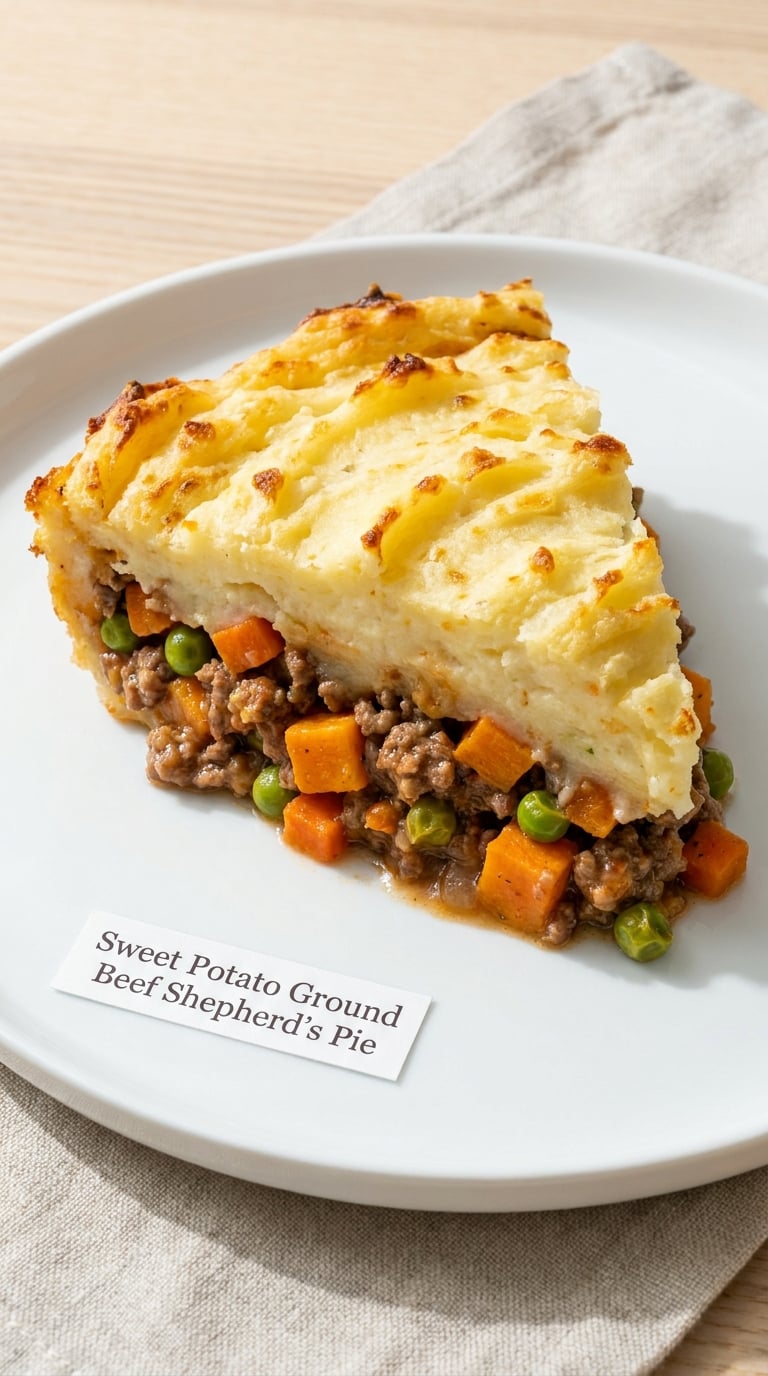 Sweet Potato Ground Beef Shepherd's Pie