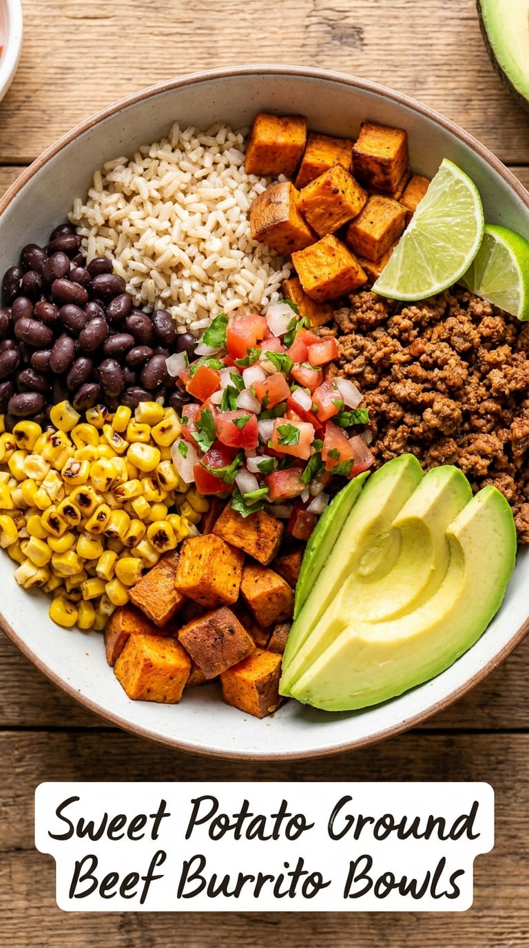 Sweet Potato Ground Beef Burrito Bowls