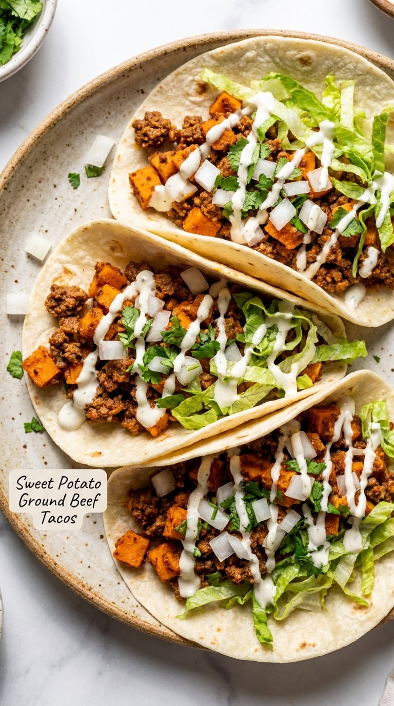 Sweet Potato Ground Beef Tacos
