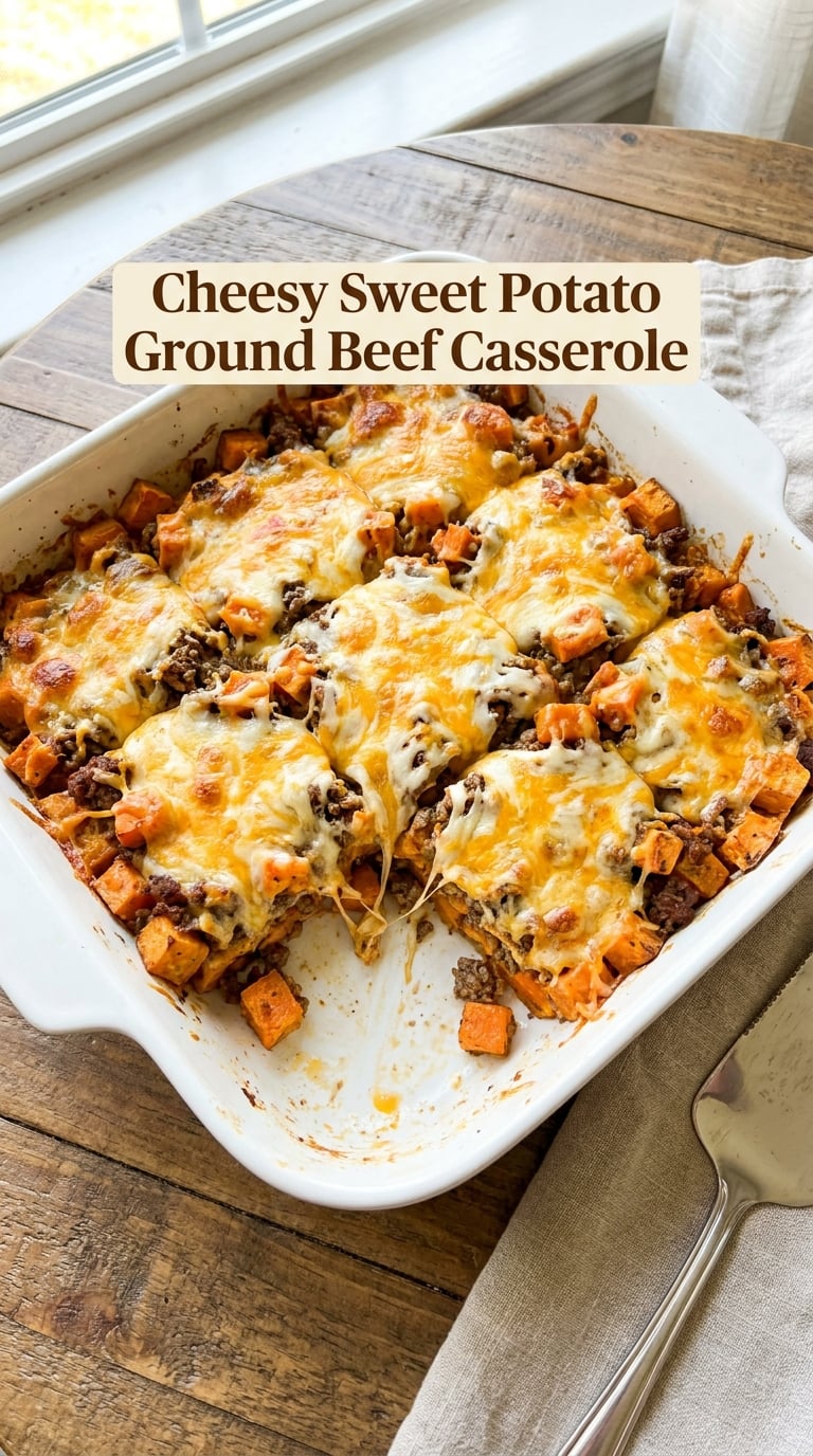 Cheesy Sweet Potato Ground Beef Casserole