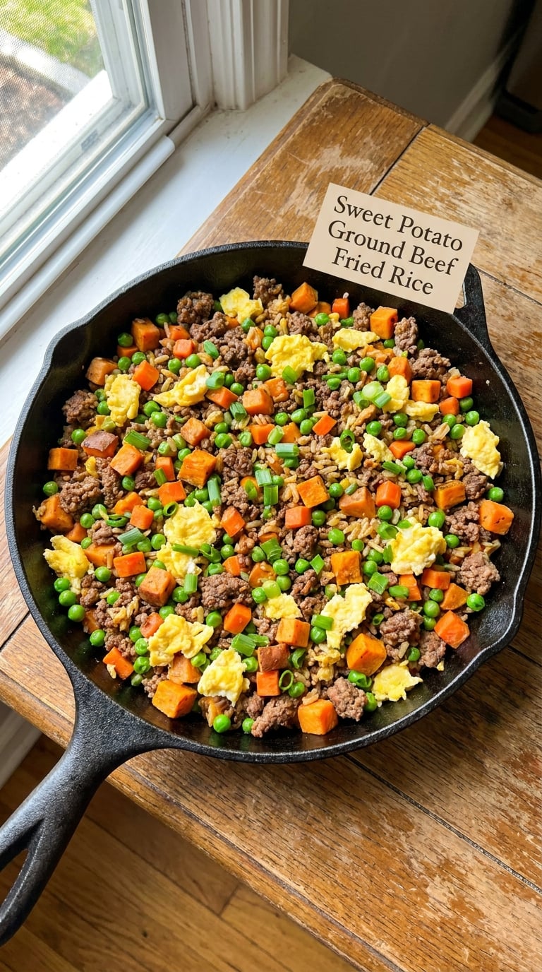 Sweet Potato Ground Beef Fried Rice