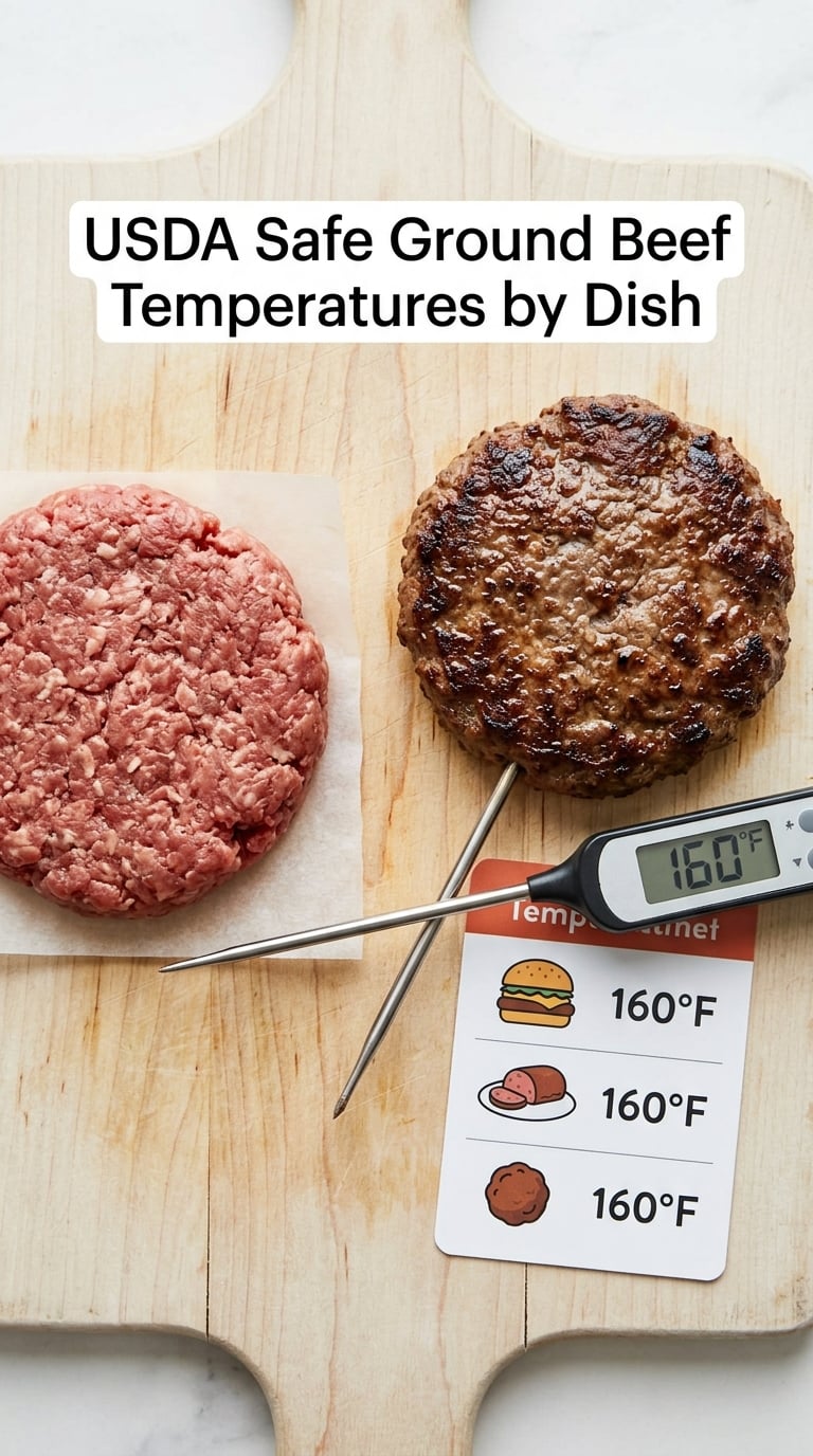 USDA Safe Ground Beef Temperatures by Dish