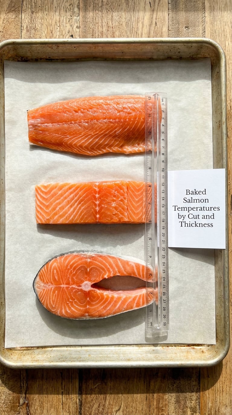 Baked Salmon Temperatures by Cut and Thickness