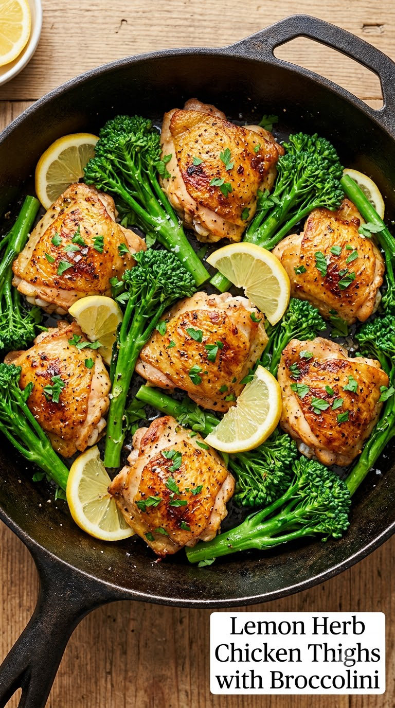 Lemon Herb Chicken Thighs with Broccolini