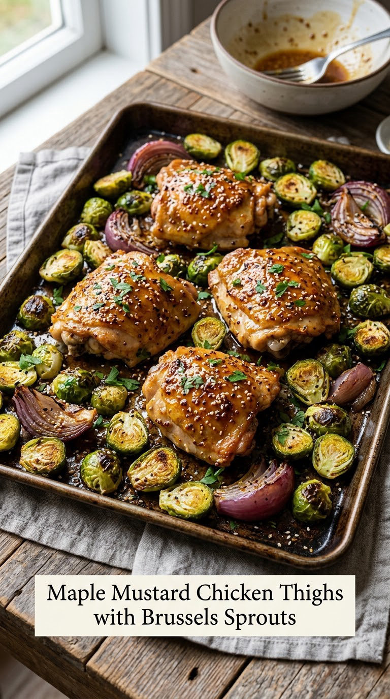 Maple Mustard Chicken Thighs with Brussels Sprouts