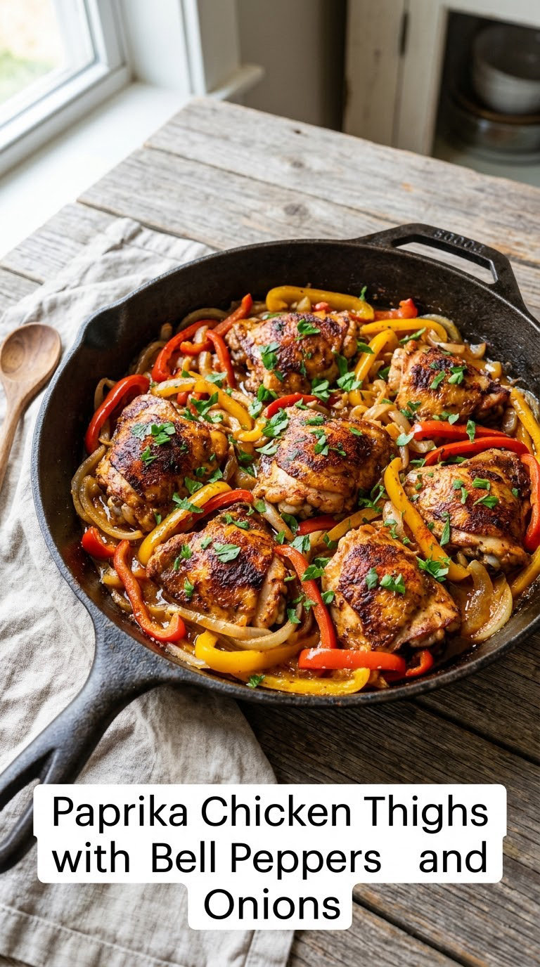 Paprika Chicken Thighs with Bell Peppers and Onions