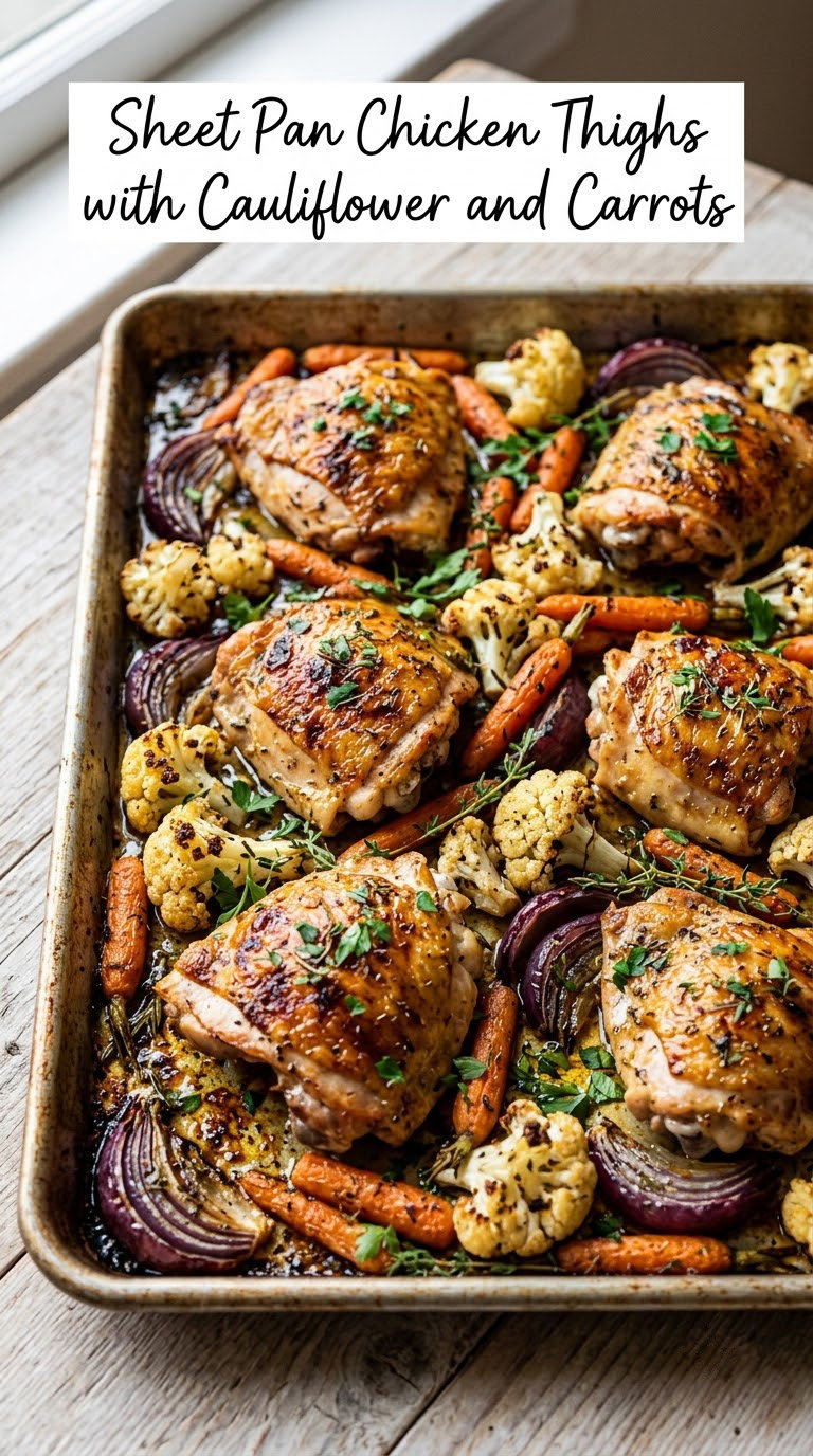 Sheet Pan Chicken Thighs with Cauliflower and Carrots