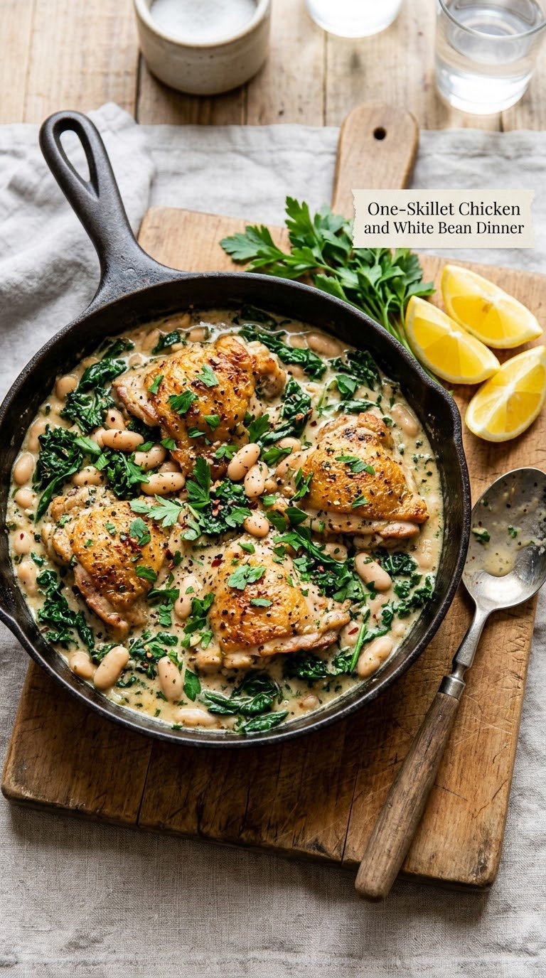 One-Skillet Chicken and White Bean Dinner