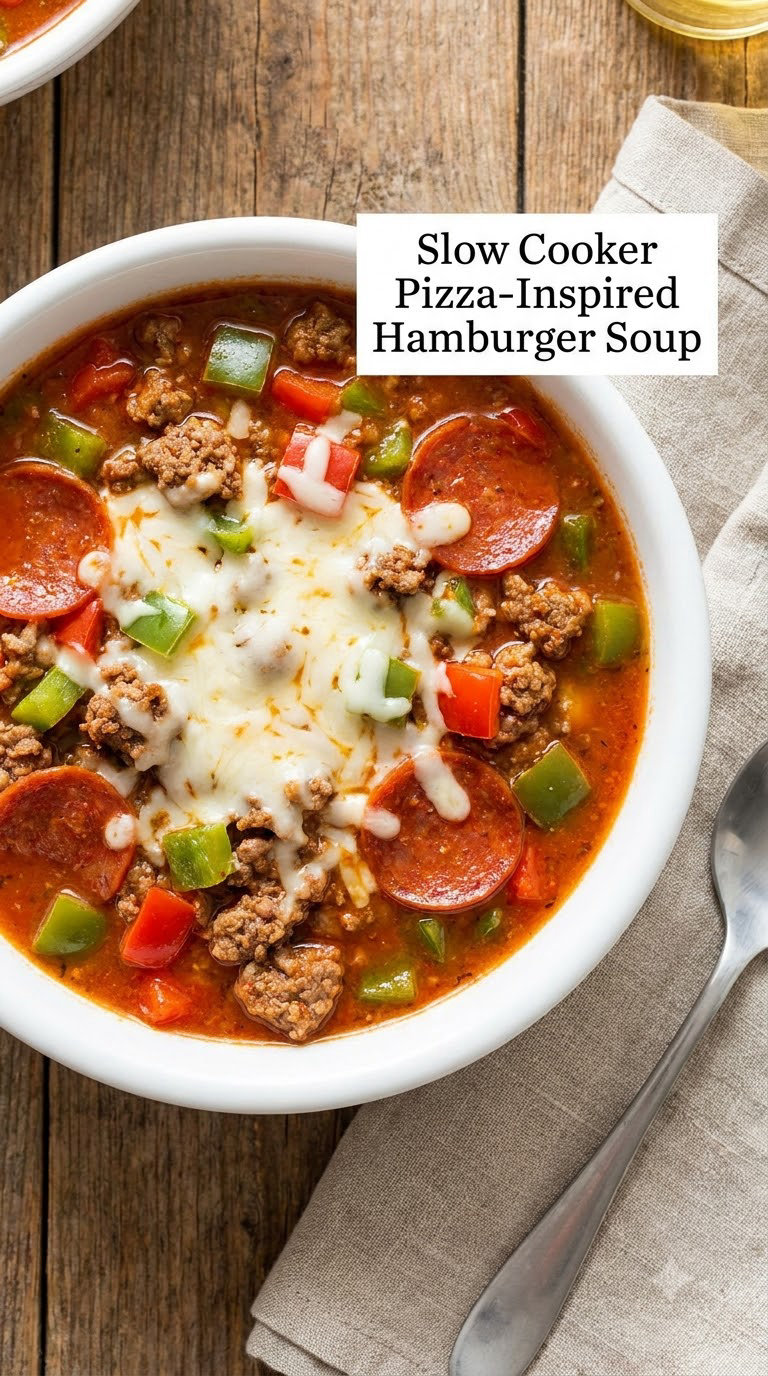 Slow Cooker Pizza-Inspired Hamburger Soup