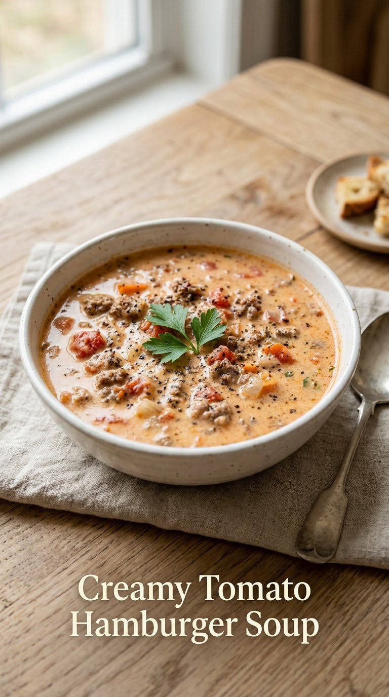 Creamy Tomato Hamburger Soup