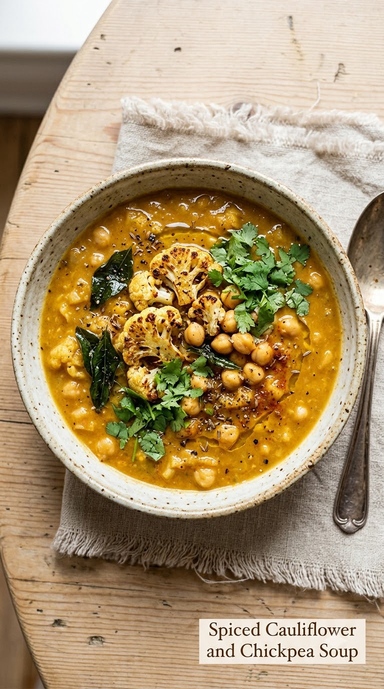 Spiced Cauliflower and Chickpea Soup