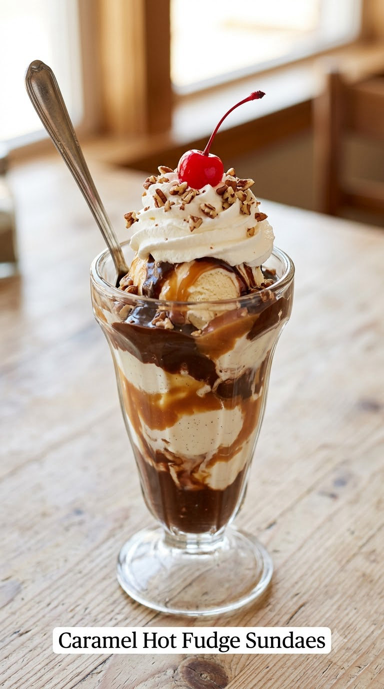 Caramel Hot Fudge Sundaes