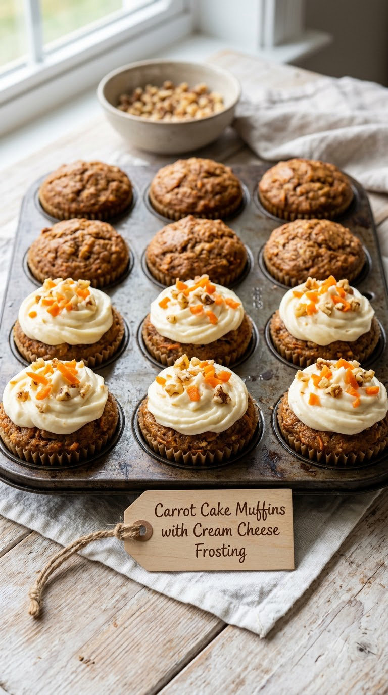 Carrot Cake Muffins with Cream Cheese Frosting