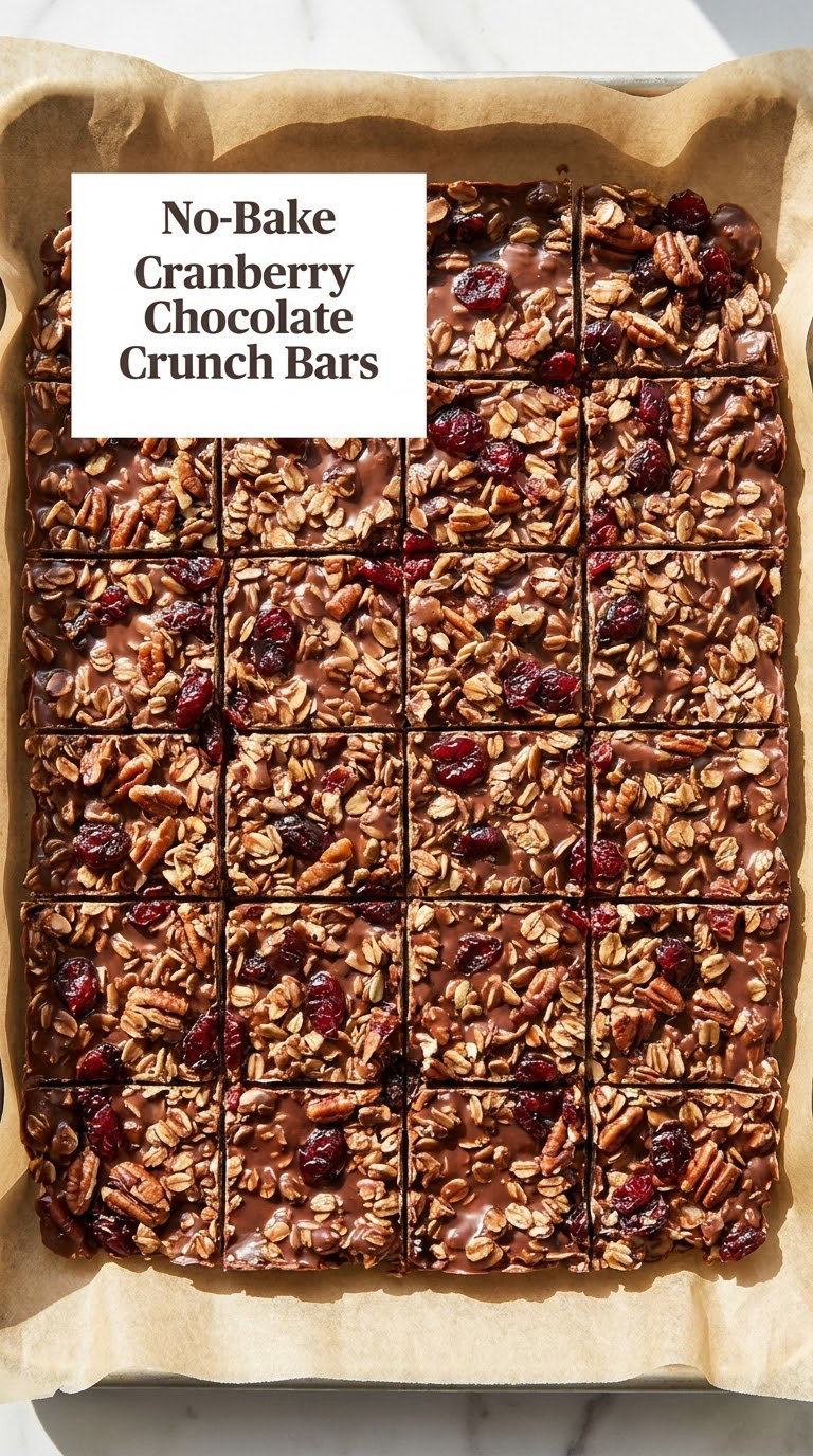 No-Bake Cranberry Chocolate Crunch Bars