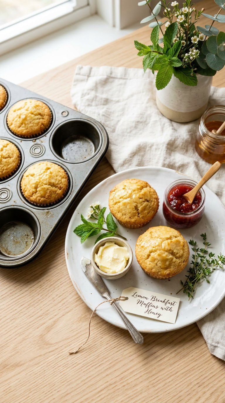 Lemon Breakfast Muffins with Honey