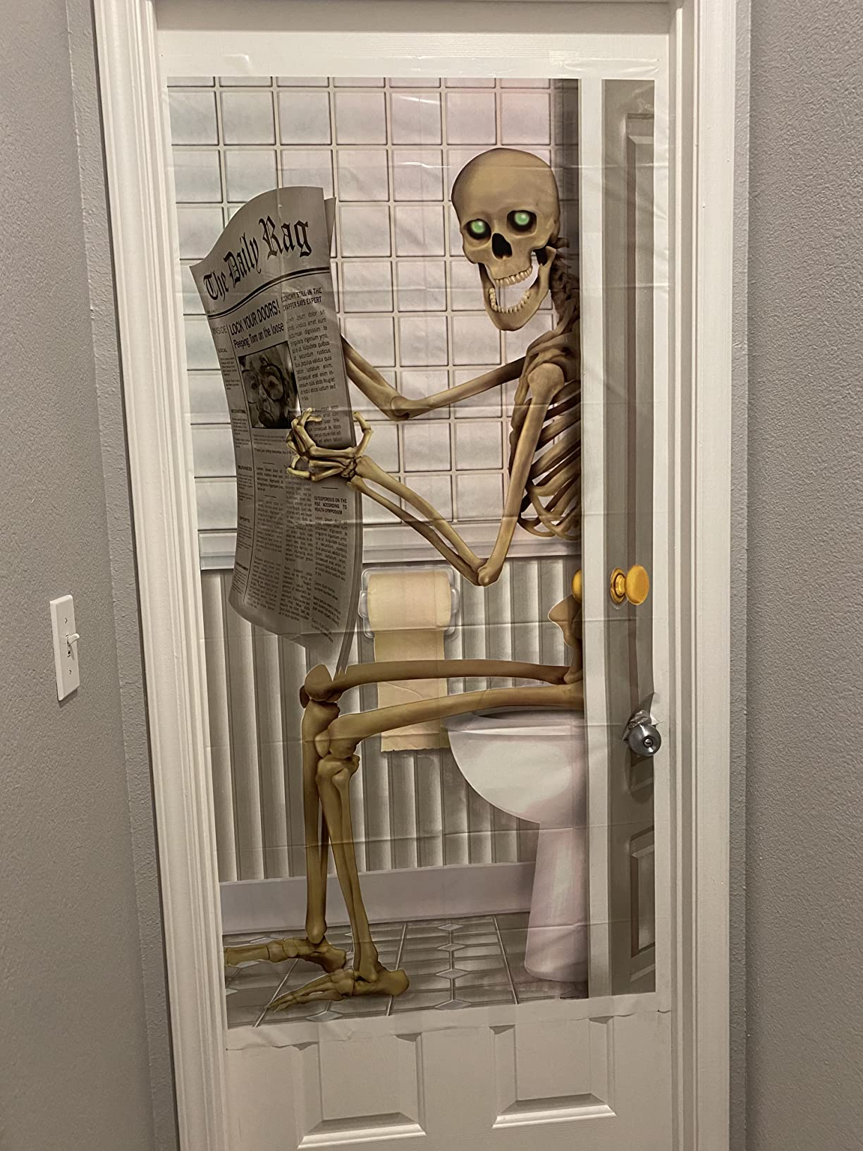 Beistle Skeleton Restroom Door Cover Halloween Decoration, 5 Ft x 30 in customer photo 1