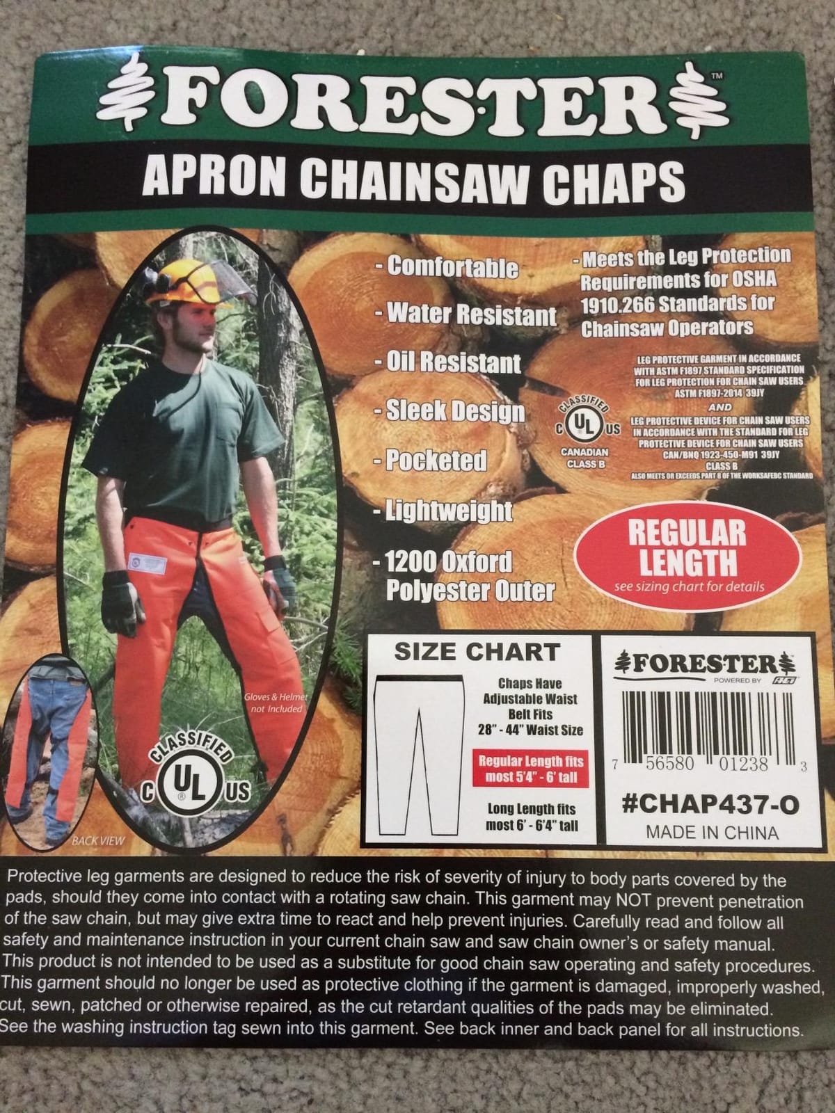 FORESTER Chainsaw Chaps for Men & Women | Apron-Style Chaps with Pocket & Adjustable Waist | Chainsaw Safety Equipment customer photo 2