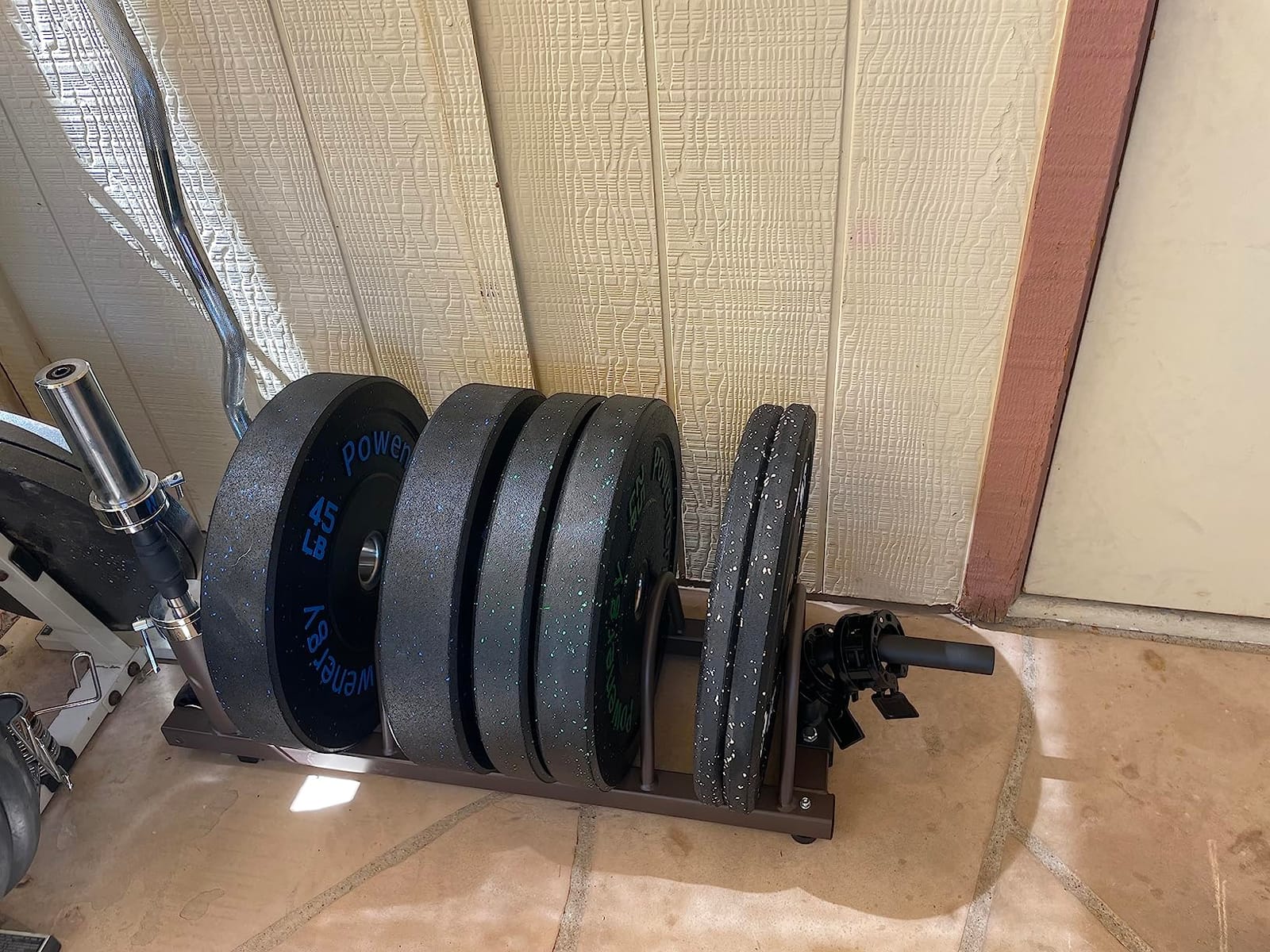 Steelbody Horizontal Plate and Olympic Bar Rack Organizer with Steel Frame and Transport Wheels STB-0130 customer photo 1