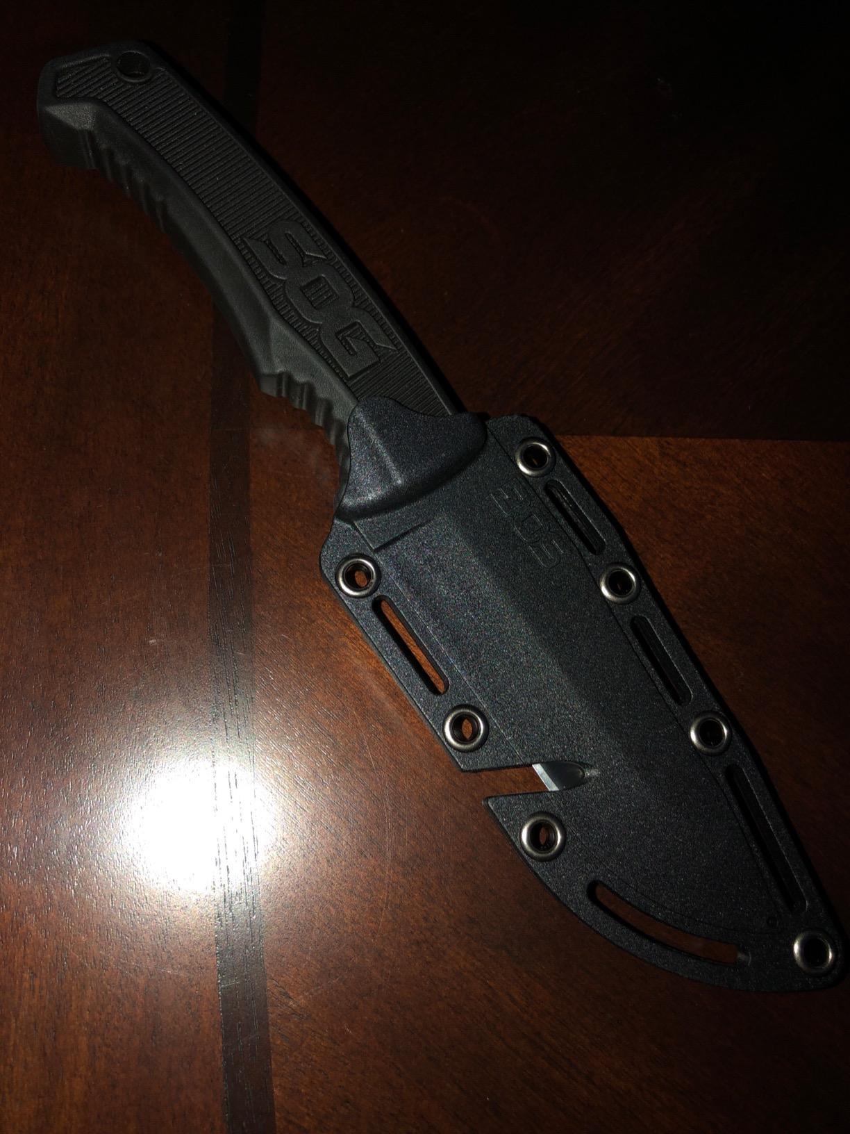 SOG Survival Knife with Sheath - Field Knife Fixed Blade Knives 4 Inch Tactical Knife and Bushcraft Knife w/Full Tang Hunting Knife Blade (FK1001-CP) customer photo 1