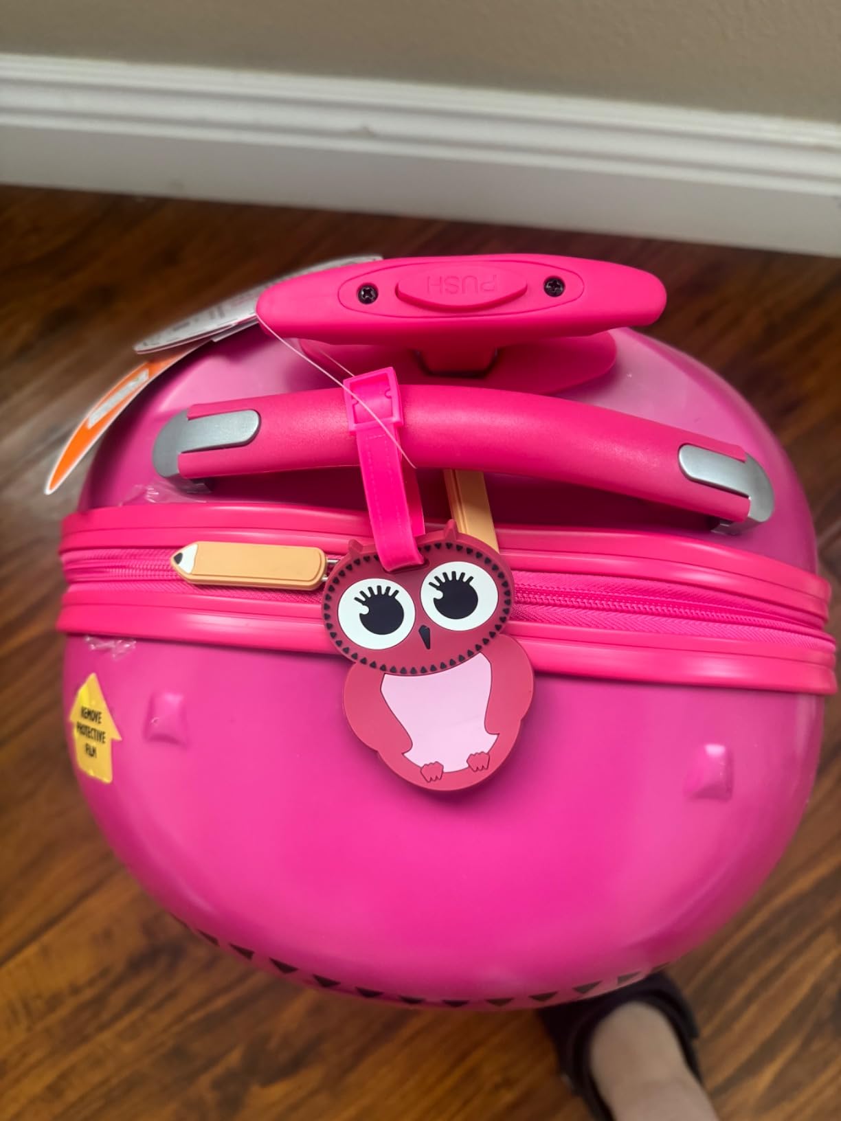 Rockland Jr. Kids' My First Hardside Spinner Luggage, Telescoping Handles, Owl, Carry-On 19-Inch customer photo 1