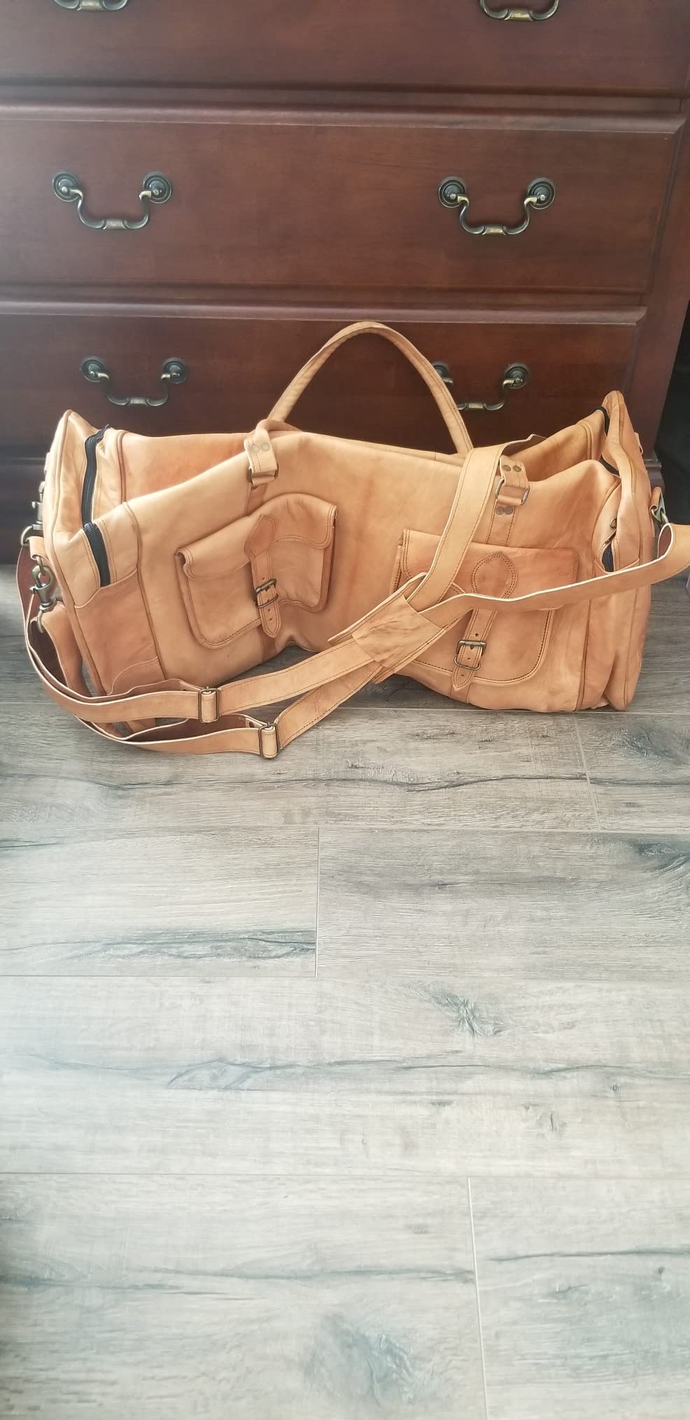 28 Inch Leather Duffel Bag, Large Travel Gym Sports Overnight Weekender customer photo 2