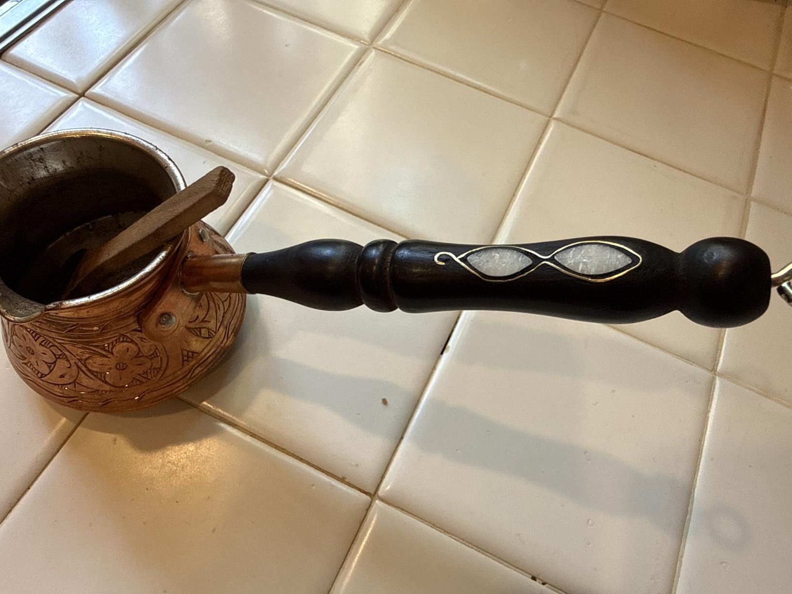 DEMMEX Copper Turkish Greek Arabic Coffee Pot Cezve Ibrik Briki, 3 Servings customer photo 1