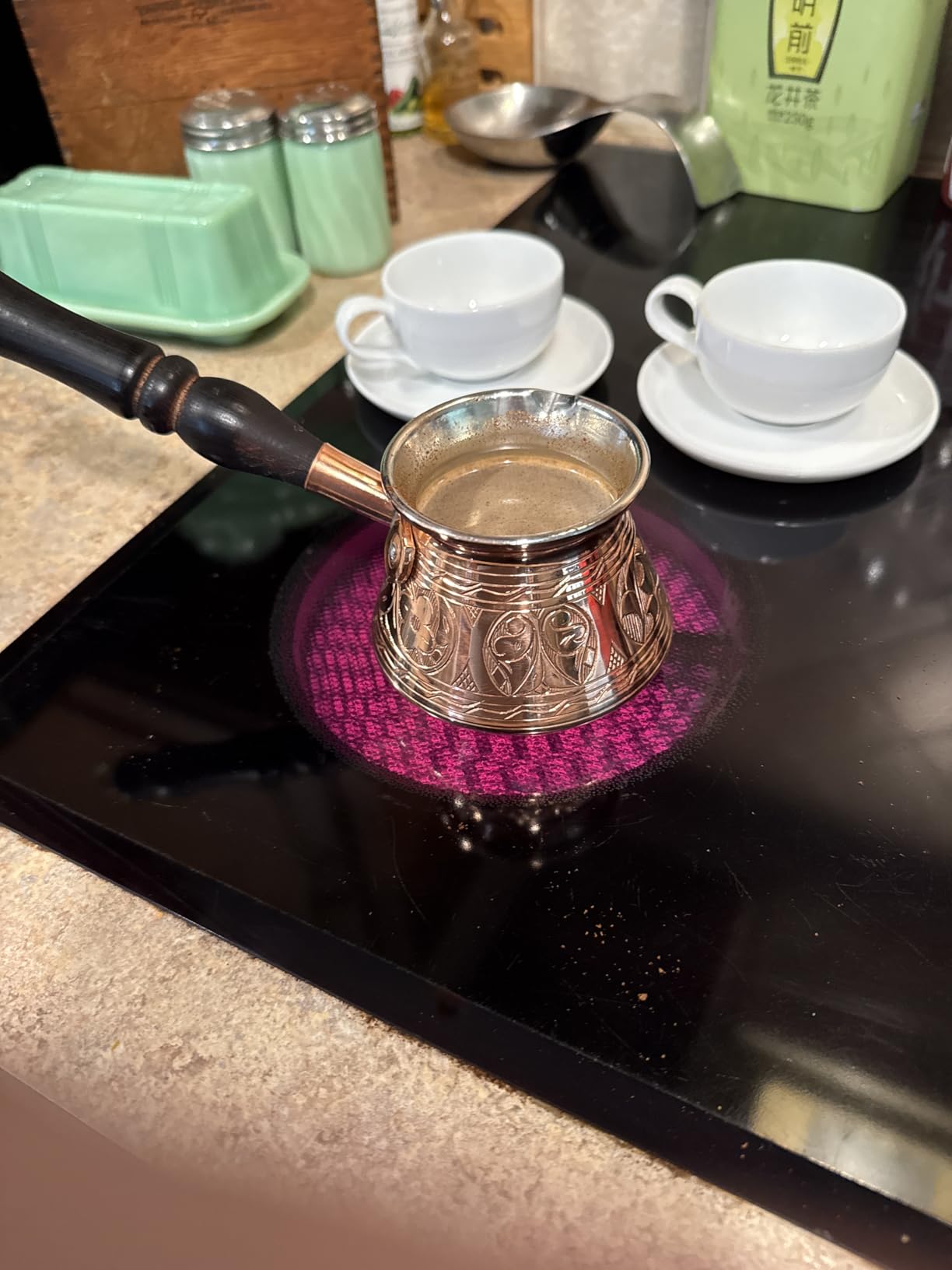 DEMMEX Copper Turkish Greek Arabic Coffee Pot Cezve Ibrik Briki, 3 Servings customer photo 2