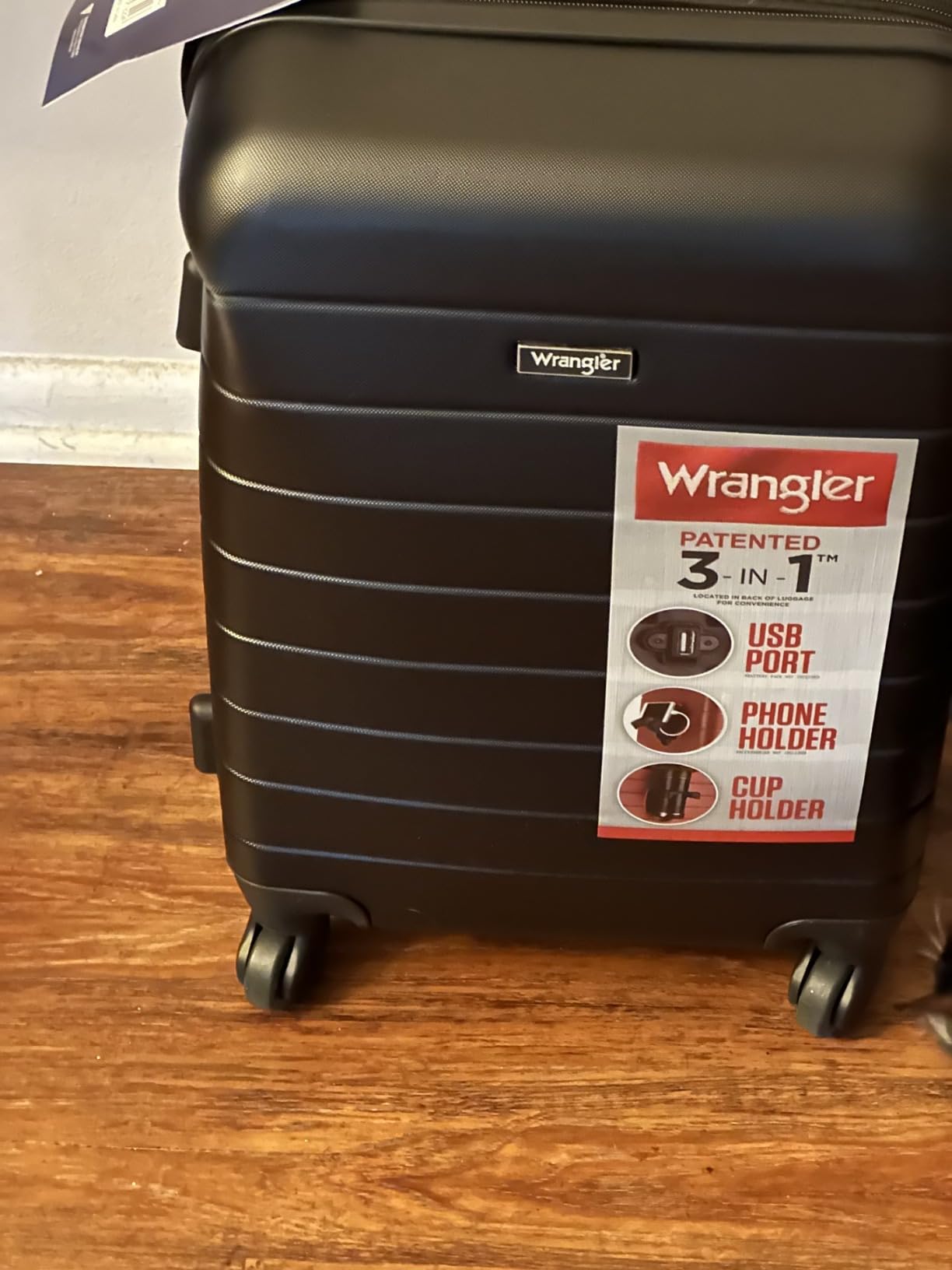 Wrangler Smart Spinner Hardside Luggage, 22-Inch Carry-On, Olive Green customer photo 2