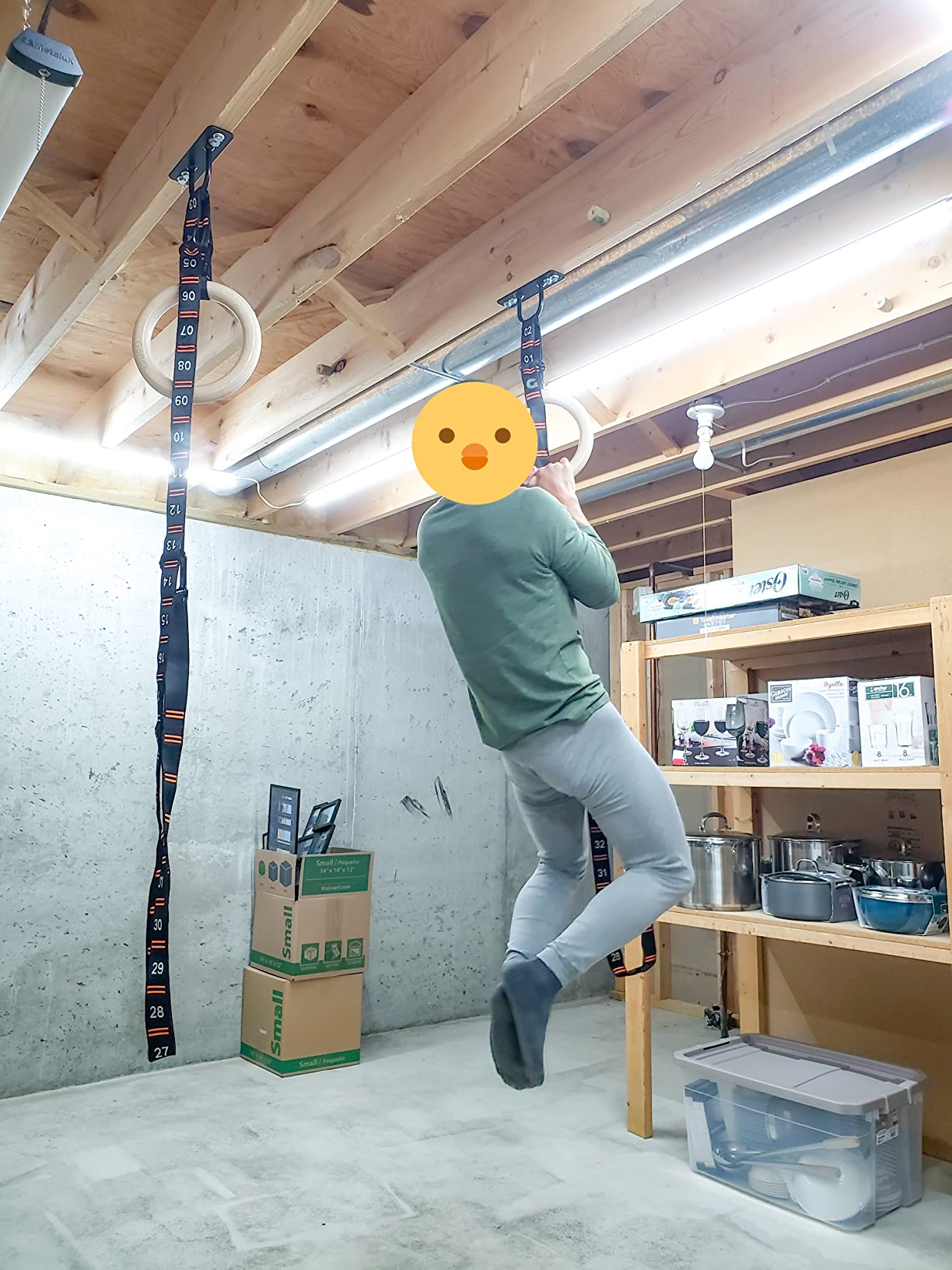 Gonex Wooden Gymnastic Rings with Adjustable Straps Olympic Pull Up Rings customer photo 2