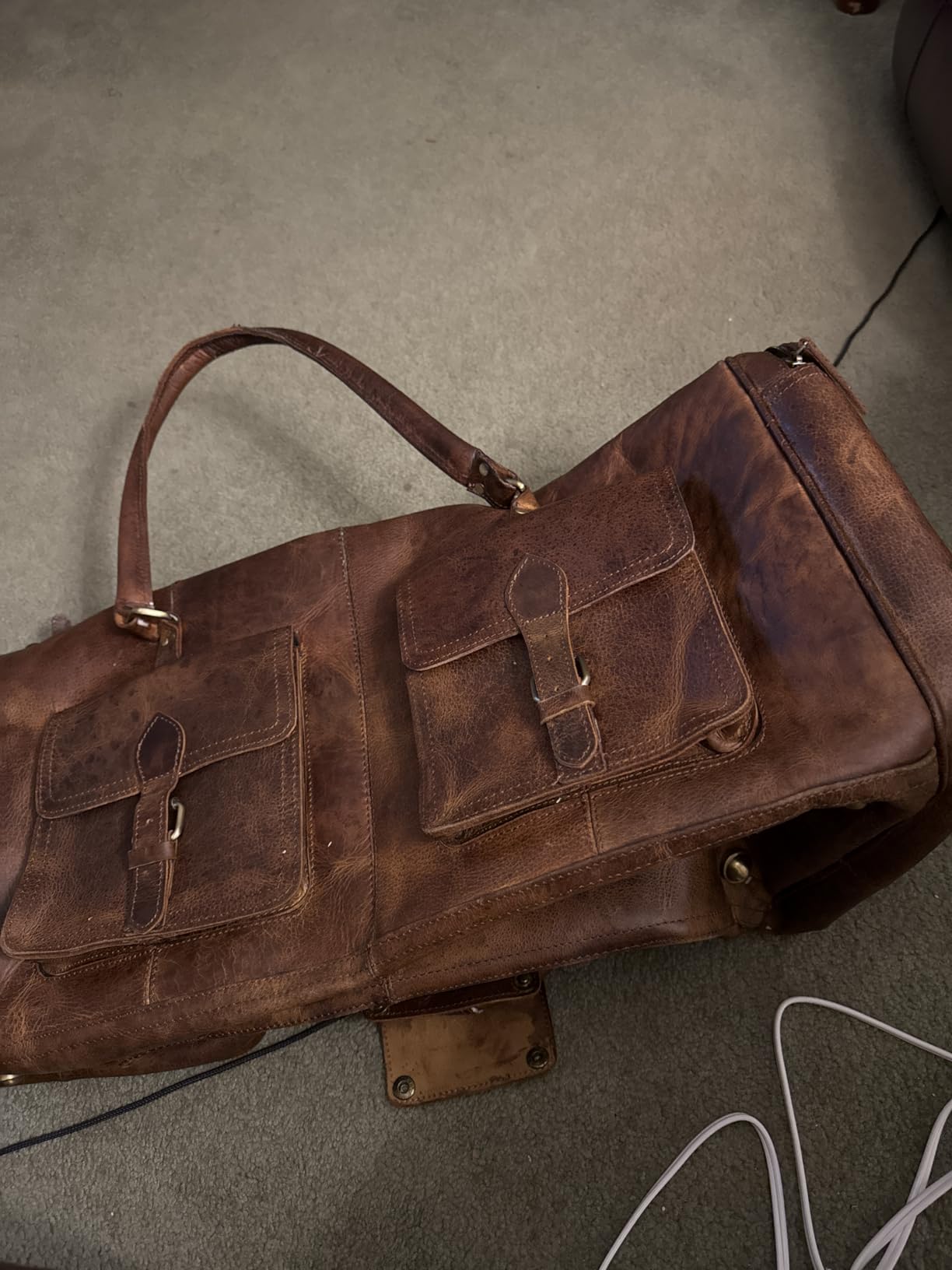 Large duffel bags for men holdall leather travel bag overnight gym sports weekend bag customer photo 1