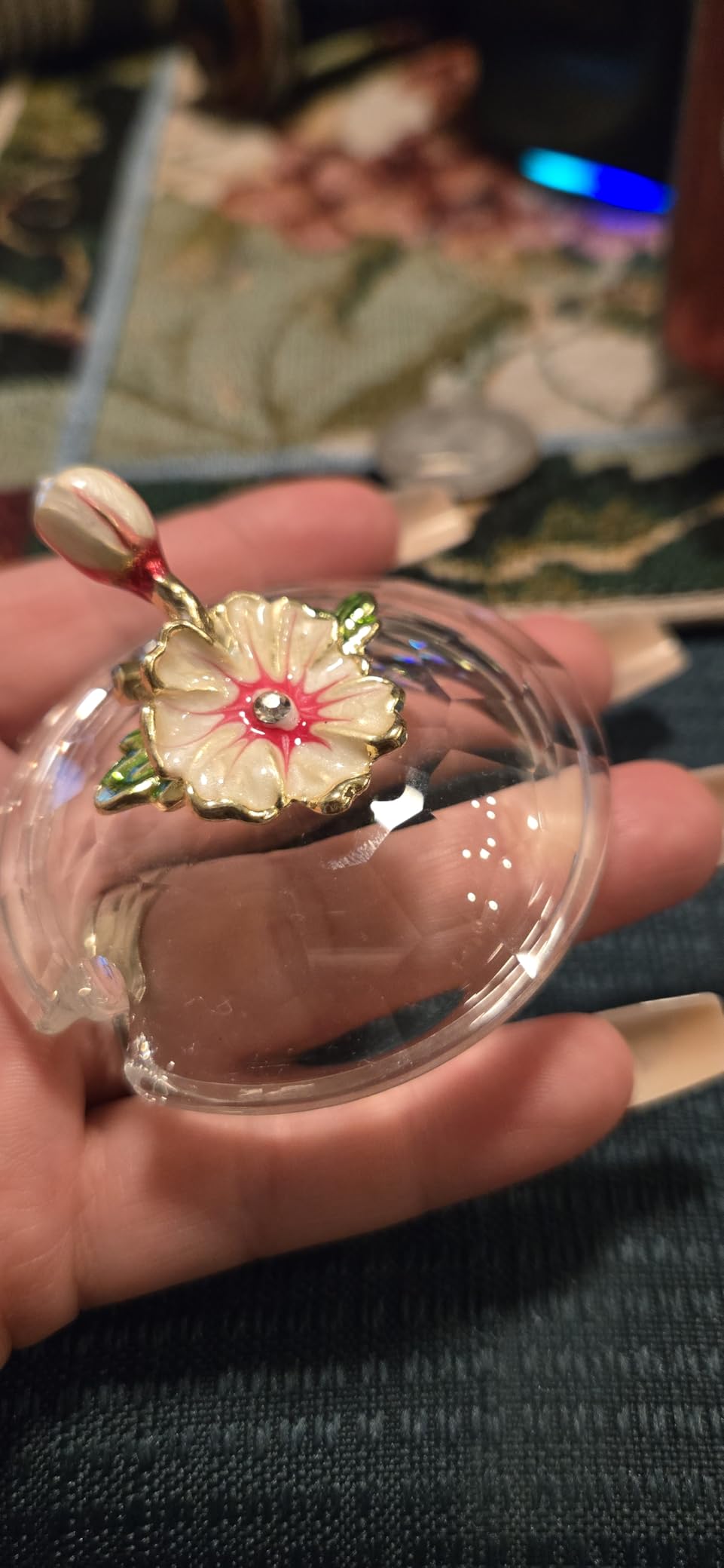 Luka Tech Enamel flower Glass Coffee Mug Tea Cup with Spoon Gifts For Women customer photo 1