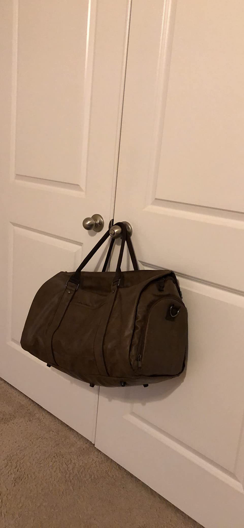 BOLOSTA Carry on Garment Bags for Travel Leather Garment Duffle Bag Convertible Mens Suit Travel Bags with Shoe Compartment,Waterproof,Perfect for Business Travel/Husband Gifts (Brown) customer photo 2