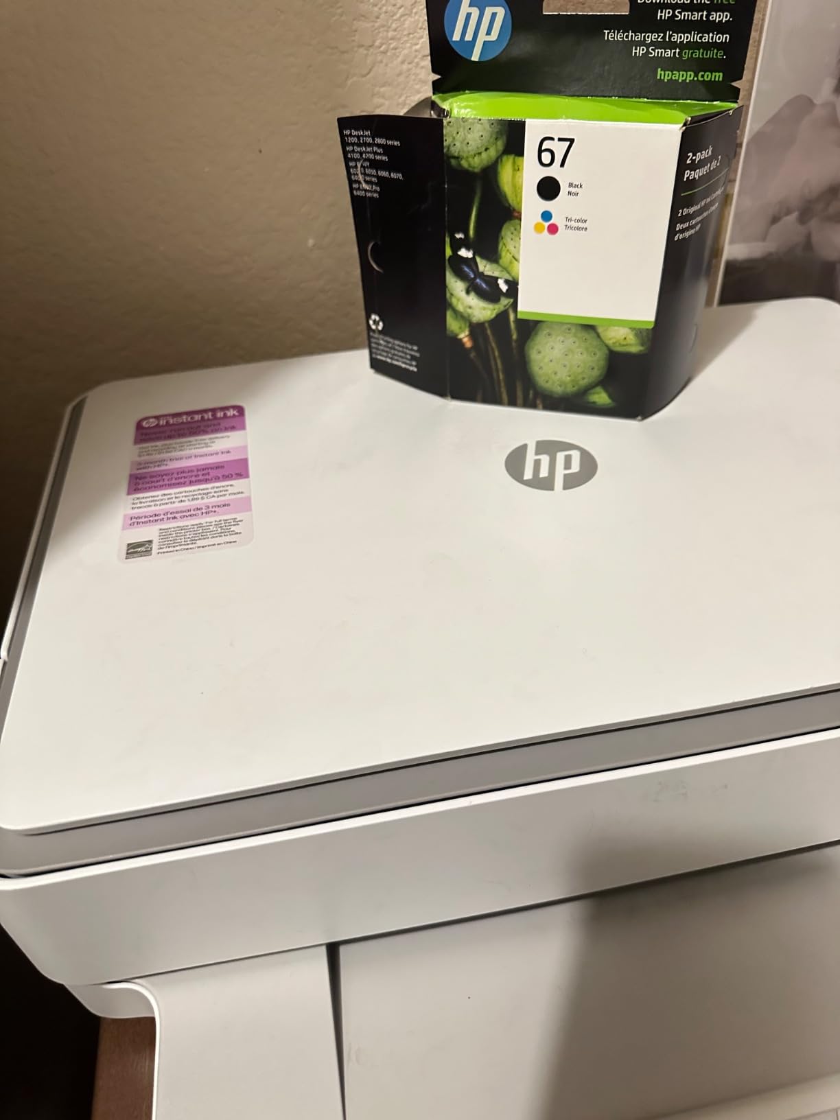HP 67 Black/Tri-Color Ink Cartridges (2-Pack) | Works with DeskJet 1255, 2700, 4100, Envy 6000, 6400 | Instant Ink Eligible | 3YP29AN | Packaging May Vary customer photo 2