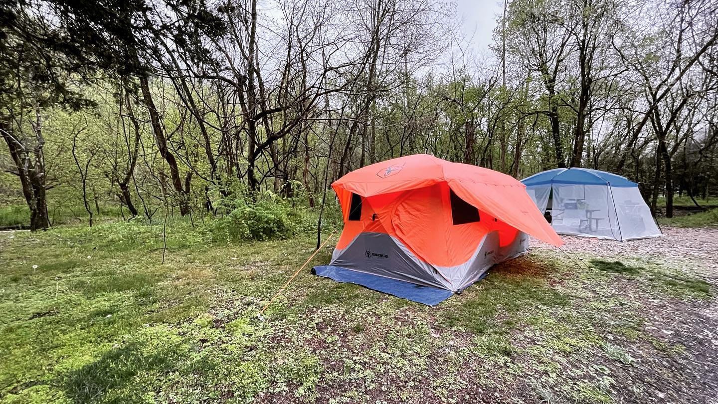 Gazelle Tentsâ„¢, T8 Hub Tent, Easy 90 Second Set-Up, Waterproof, UV Resistant, Removable Floor, Ample Storage Options, 8-Person, Sunset Orange, 78