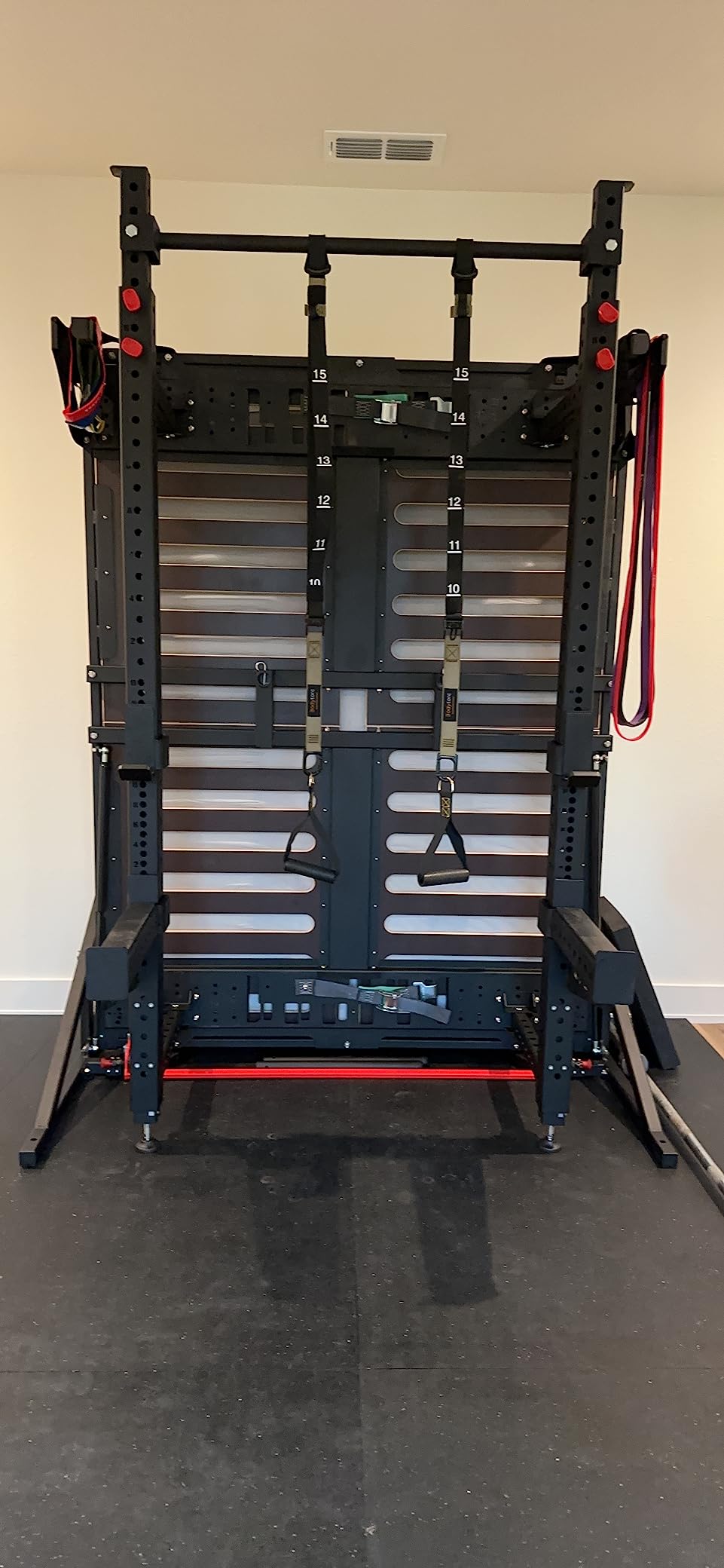 Suspension Trainer, Bodyweight Training Straps for Full Body Workouts at Home, Includes Door Anchor, Extension Arms and Advanced Foot Straps. Green customer photo 1