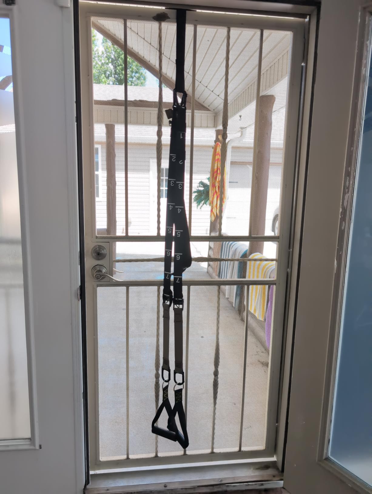Suspension Trainer, Bodyweight Training Straps for Full Body Workouts at Home, Includes Door Anchor, Extension Arms and Advanced Foot Straps. Green customer photo 2
