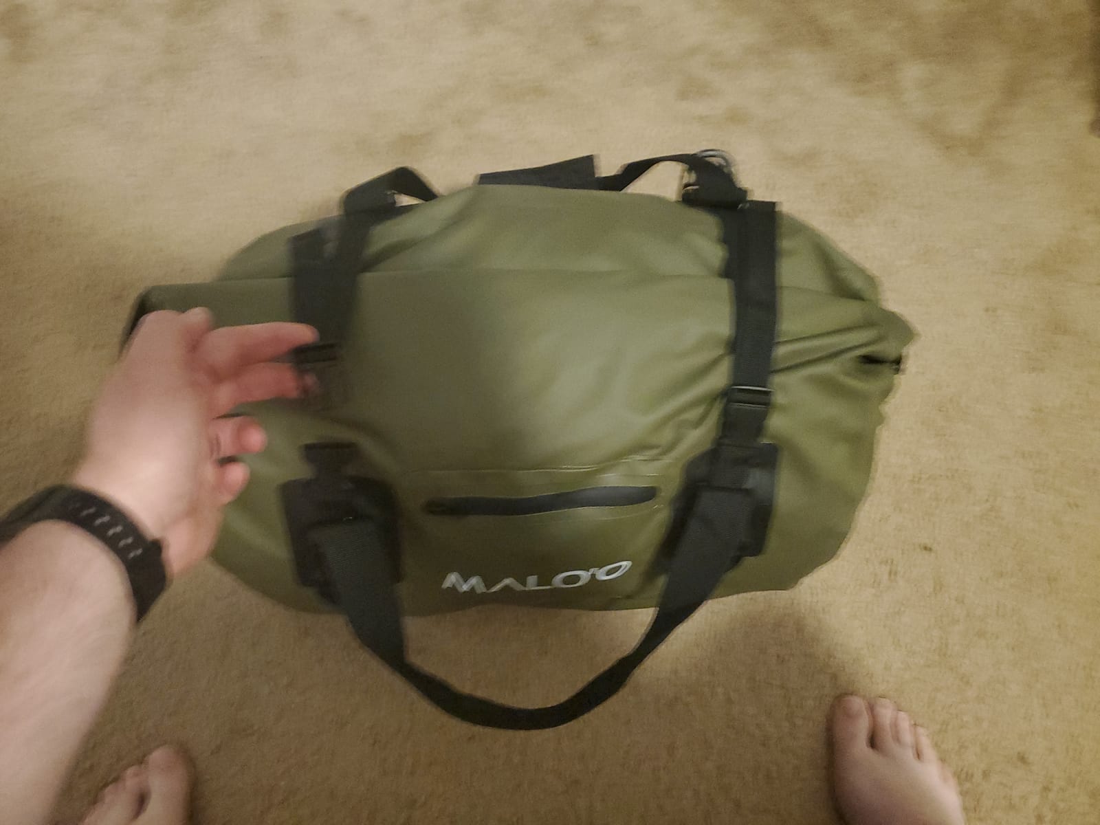 Malo’o Waterproof Dry Duffel, Heavy-Duty Roll Top Waterproof Gear Bag with Shoulder Strap & Molle Loops, Marine Duffel for Kayaking, Boating, Camping, Beach & Travel, Dark Green, 40L customer photo 2