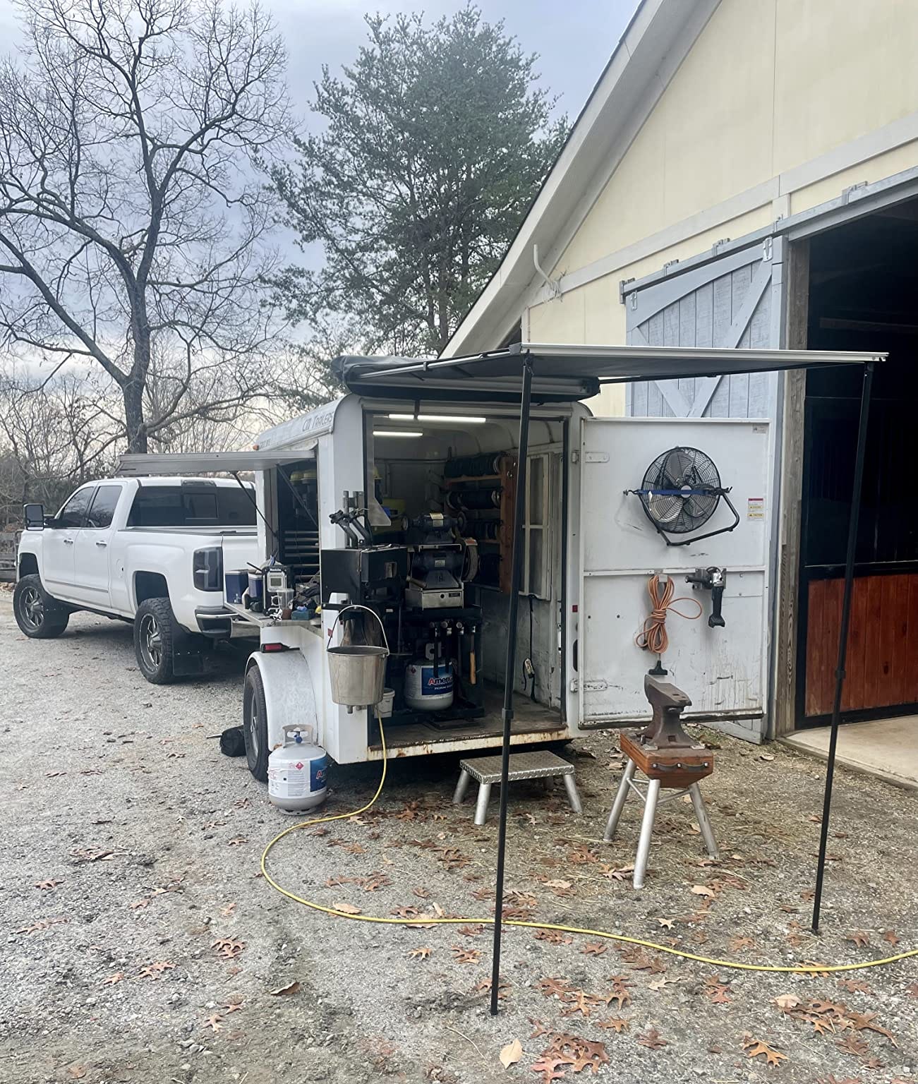 Overland Vehicle Systems HD Nomadic 4.5' Awning - 280G Poly Cotton Rip Stop Grey Body, Green Trim & 1000G PVC Black Travel Cover - 30 Square Feet of Coverage - Universal Fitment customer photo 1