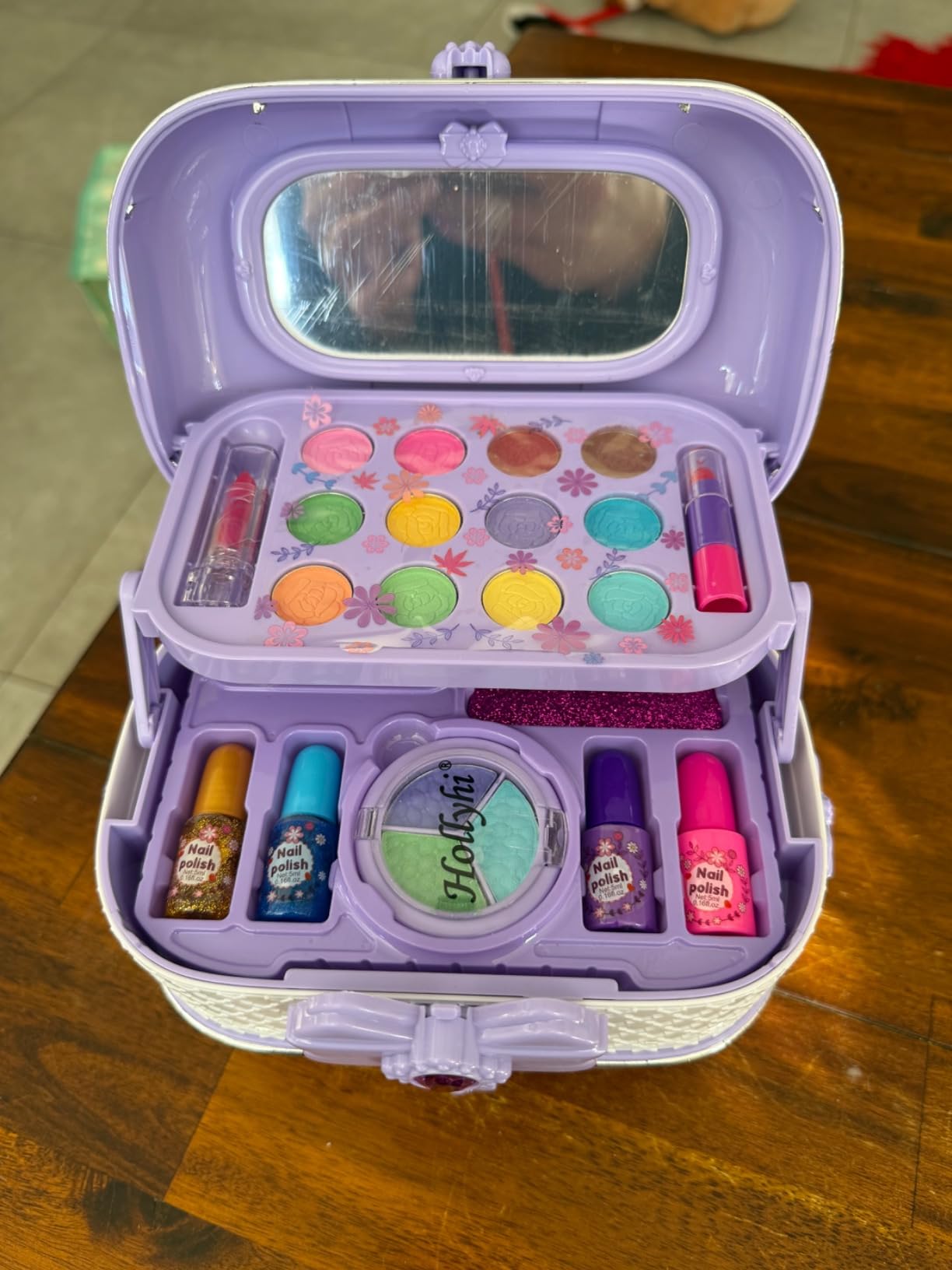 Hollyhi 58 Pcs Kids Makeup Toys Kit for Girls, Real Washable Make Up Set customer photo 1